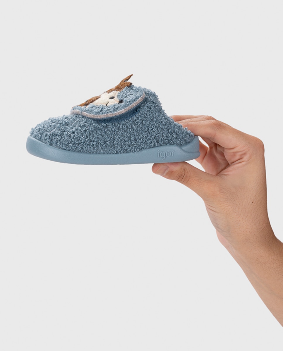 Zapatilla de estar por casa para niños y niñas con detalle de erizo, de concepto barefoot medium. - Igor - Azul índigo Azul índigo-3