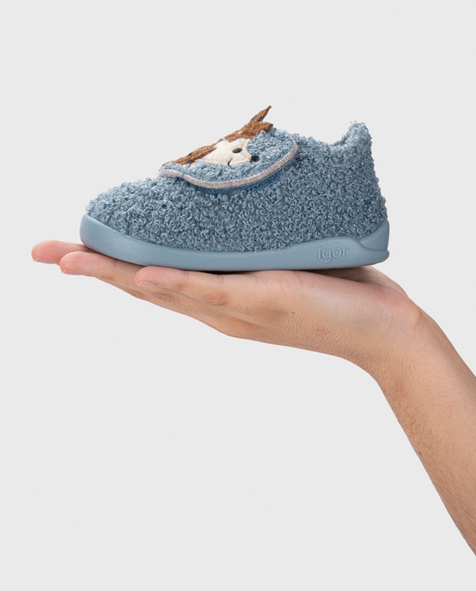 Zapatilla de estar por casa para niños y niñas con detalle de erizo, de concepto barefoot medium. - Igor - Azul índigo Azul índigo-8