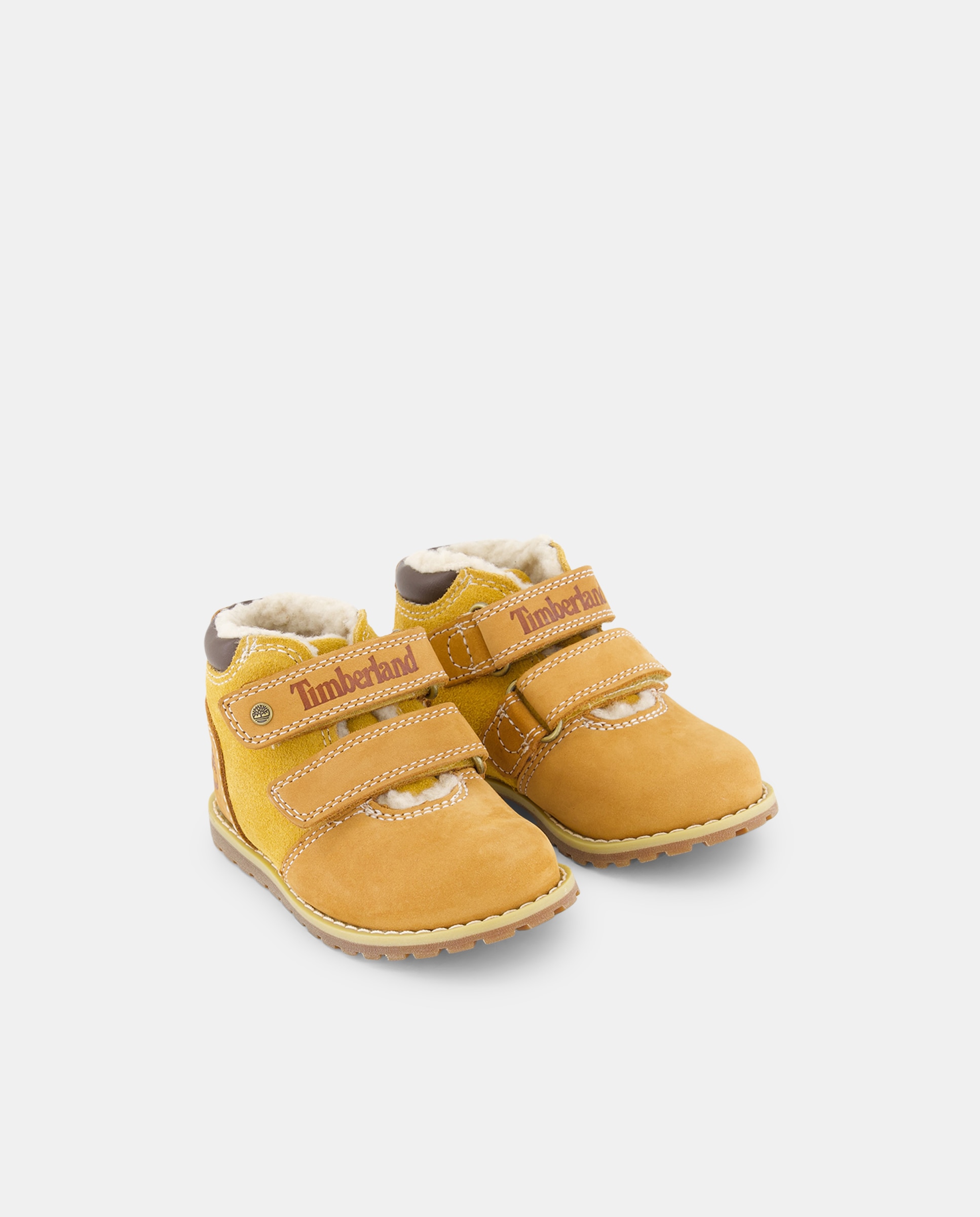 Botas de Bebé com Fecho Aderente Duplo e em Pele Amarelo-2