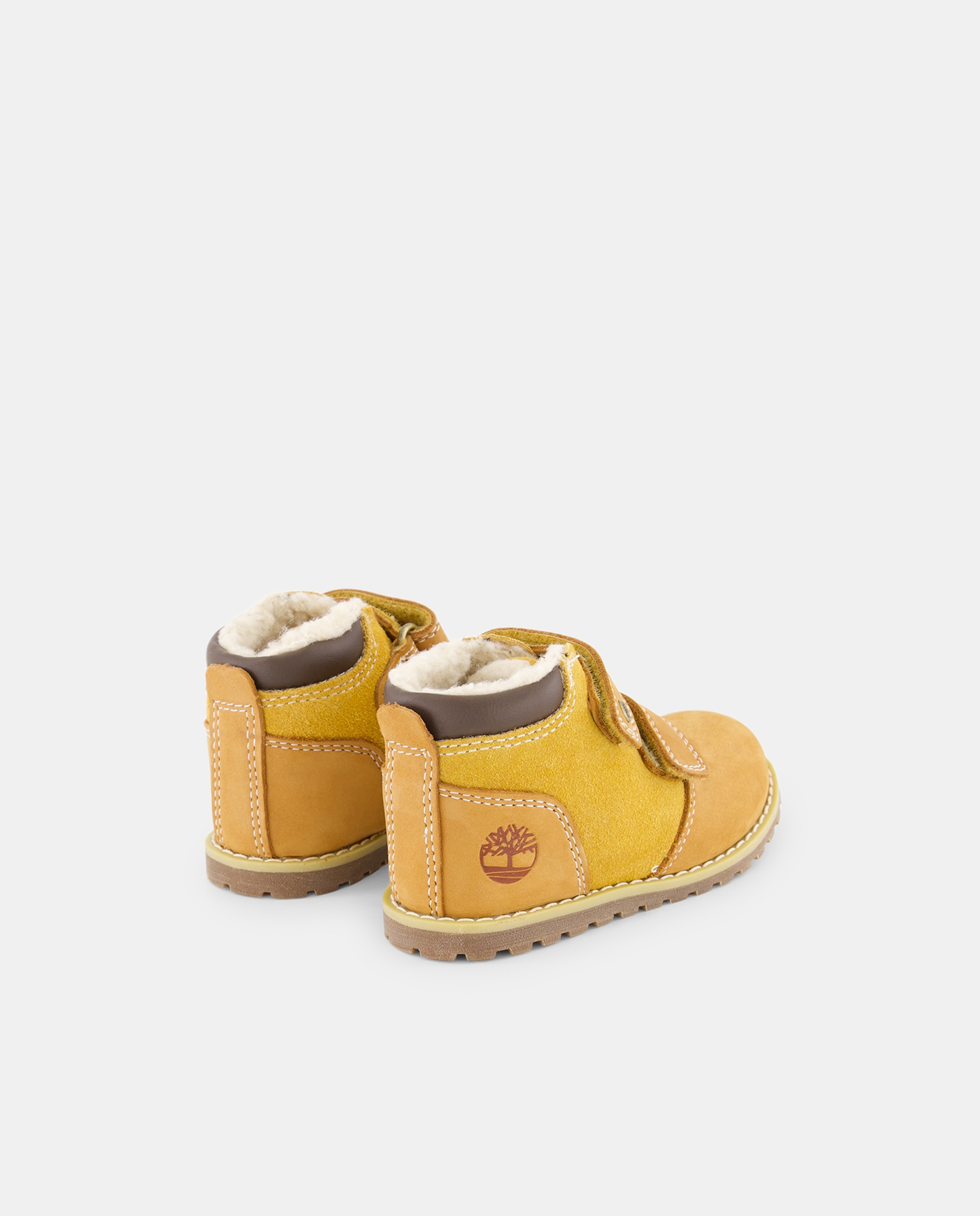 Botas de Bebé com Fecho Aderente Duplo e em Pele Amarelo-3