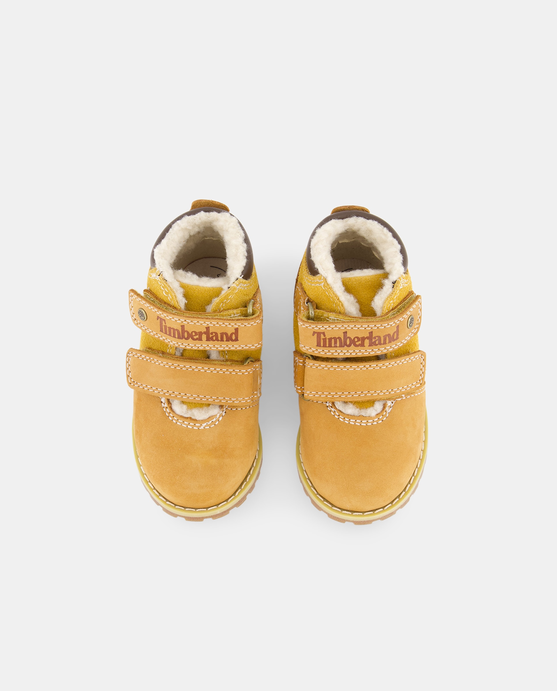 Botas de Bebé com Fecho Aderente Duplo e em Pele Amarelo-4