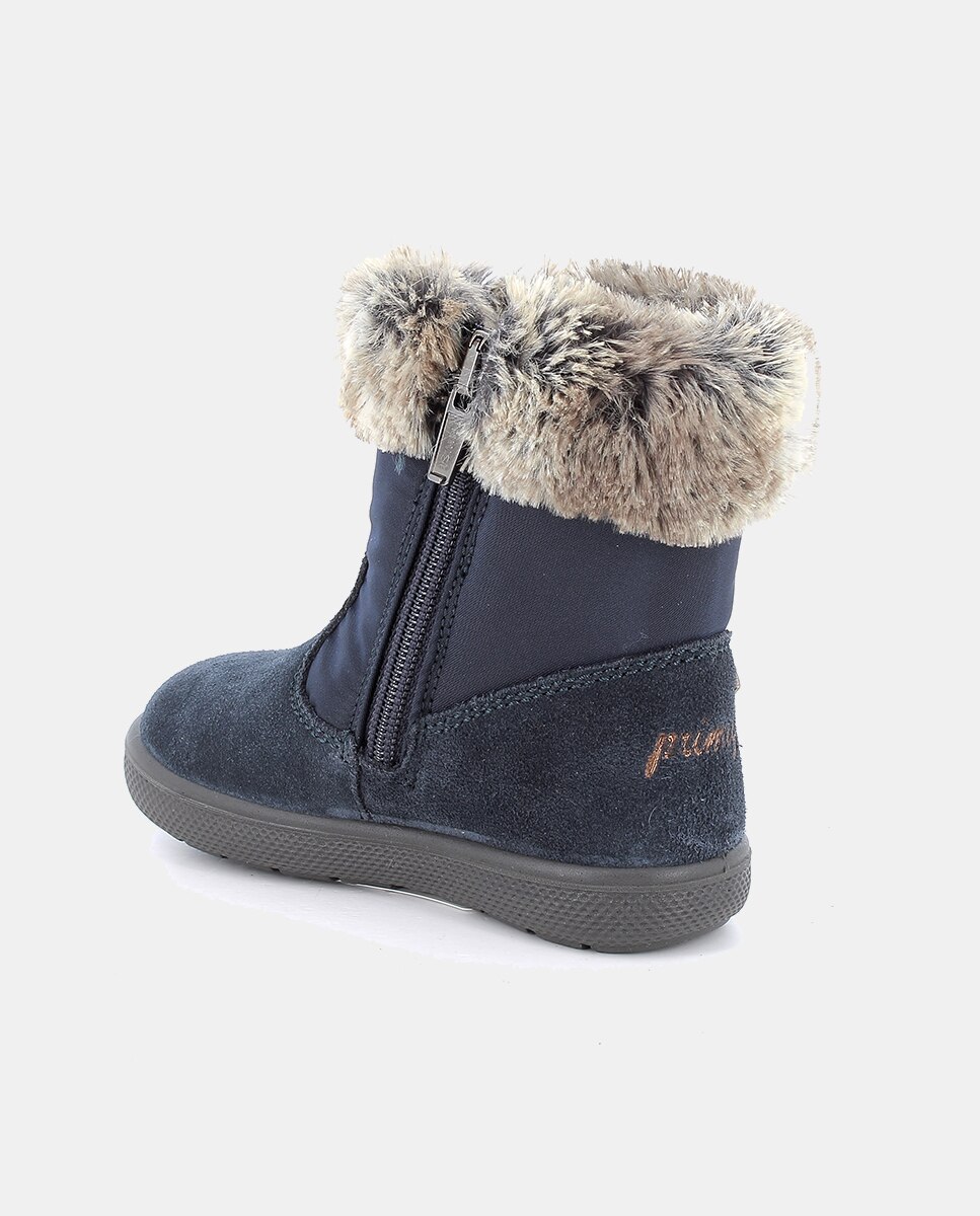 Botins de Bebé em Pele com Forro Goretex e Adorno de Corações Azul-escuro-2