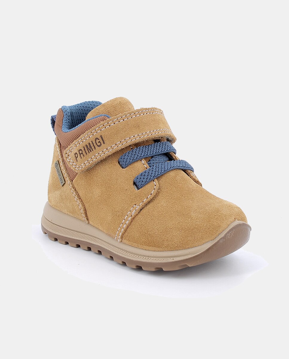 Botins de Bebé em Pele com Forro Goretex, Fecho de Velcro e Cordão Elástico Mostarda-3