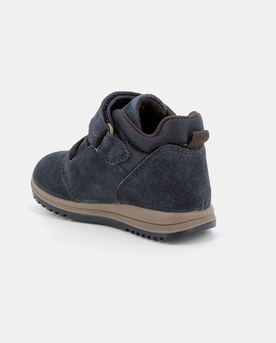 Botins de Bebé em Pele com Forro Goretex, Fecho de Velcro e Cordão Elástico Azul-escuro-2