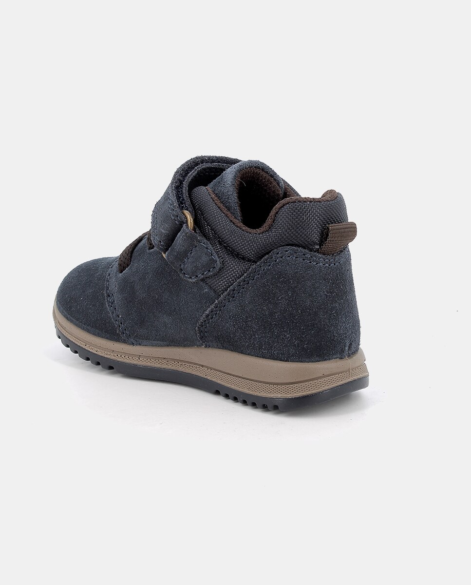 Botins de Bebé em Pele com Forro Goretex, Fecho de Velcro e Cordão Elástico Azul-escuro-2