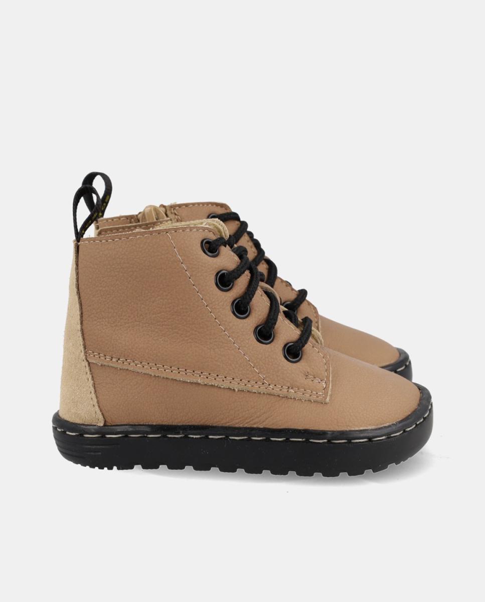 Bota bebé niño Barefoot con cordones y cremallera - Blanditos - Marrón Marrón-1