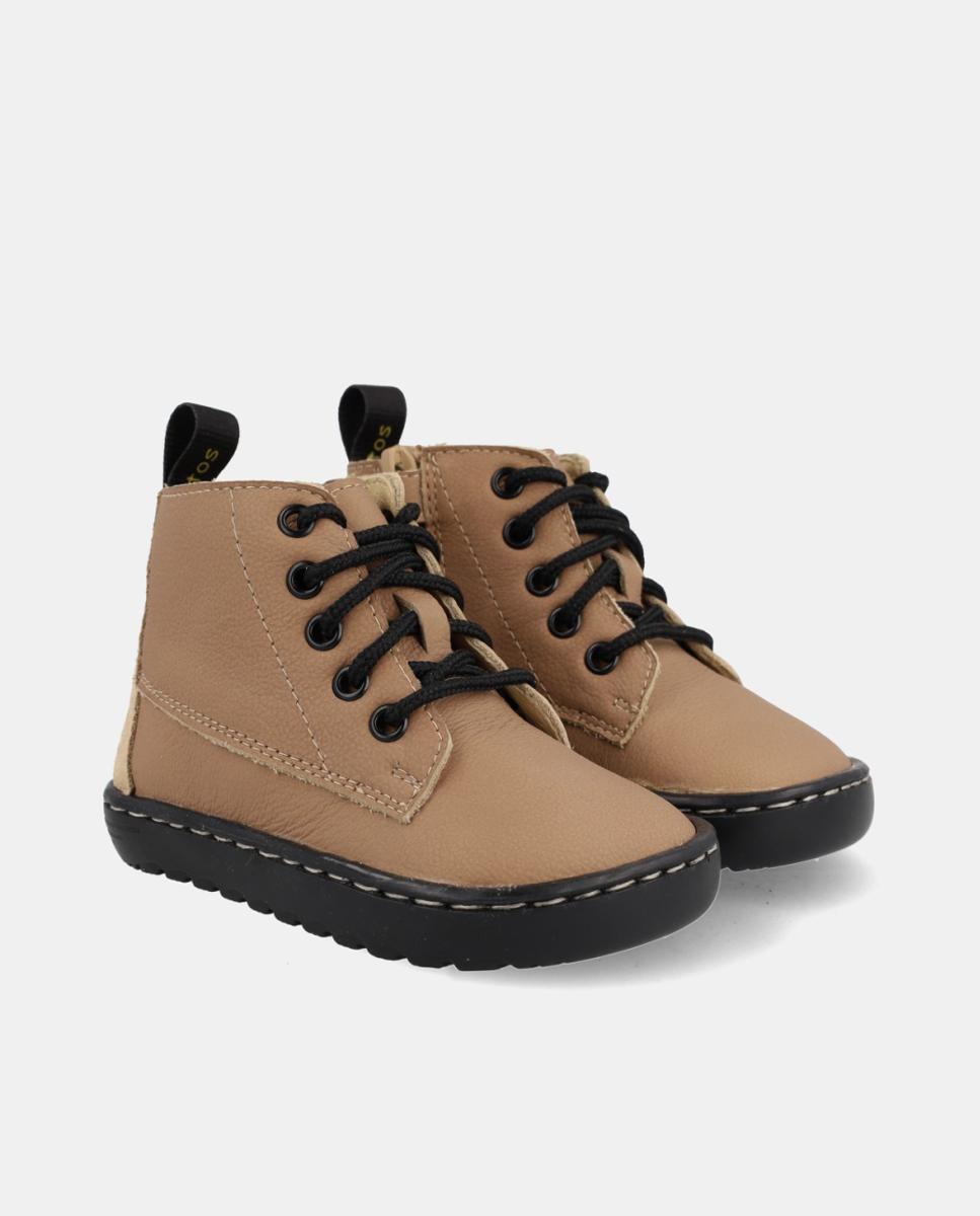Bota bebé niño Barefoot con cordones y cremallera - Blanditos - Marrón Marrón-2