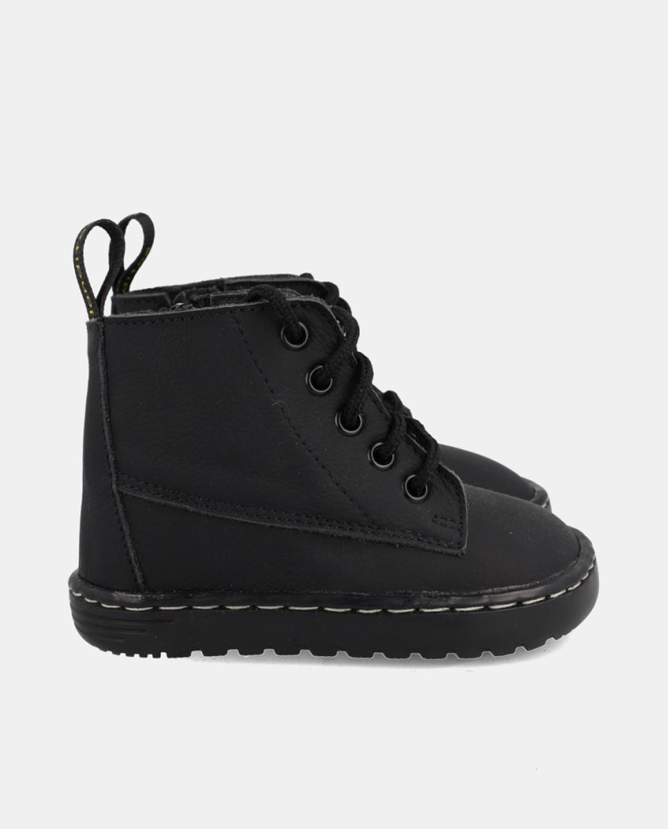 Bota bebé niño Barefoot con cordones y cremallera - Blanditos - Negro Negro-1