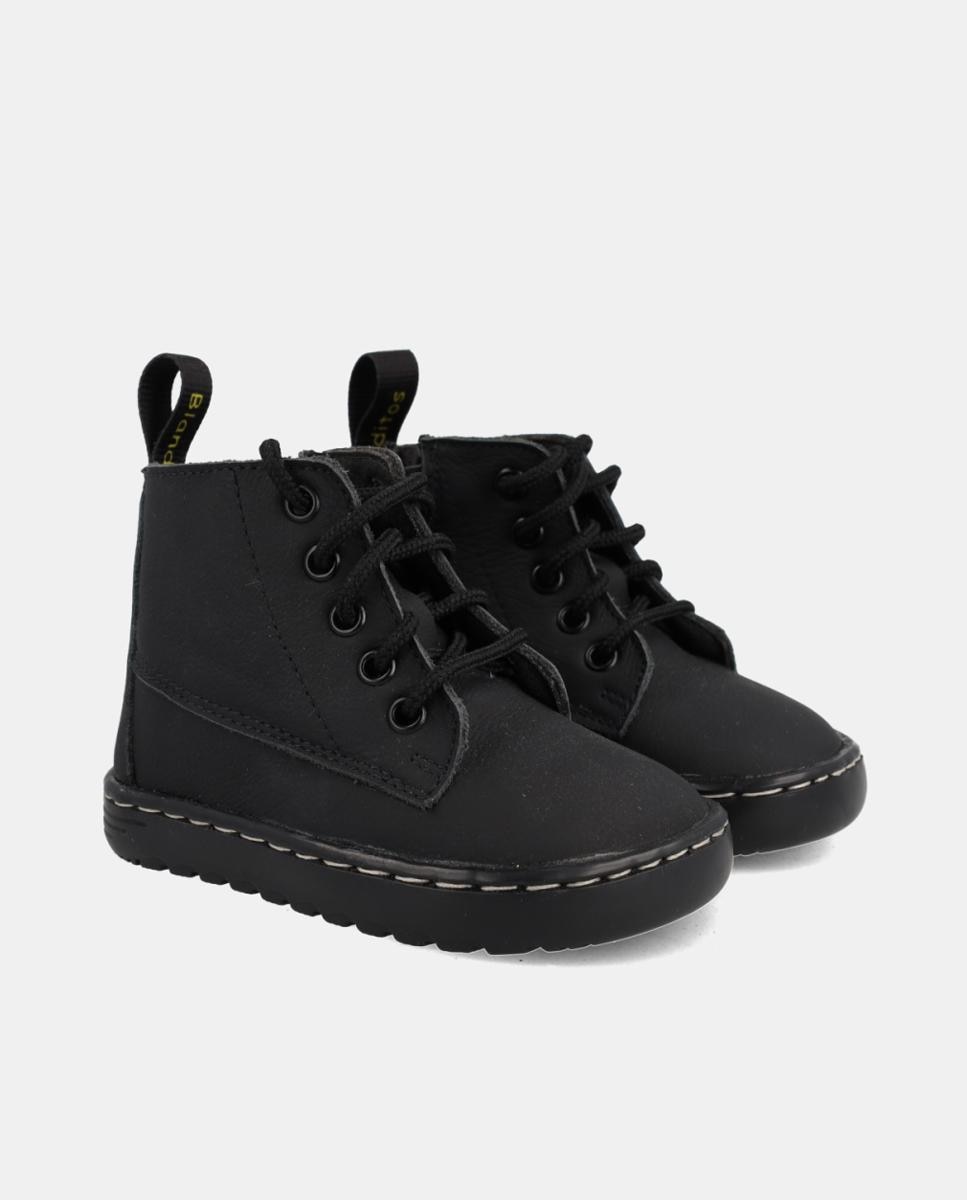 Bota bebé niño Barefoot con cordones y cremallera - Blanditos - Negro Negro-2