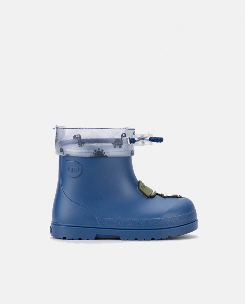Imagen 0 de Bota de agua de caña baja con detalle de dinosaurio y en acabado mate, de concepto barefoot Azul índigo