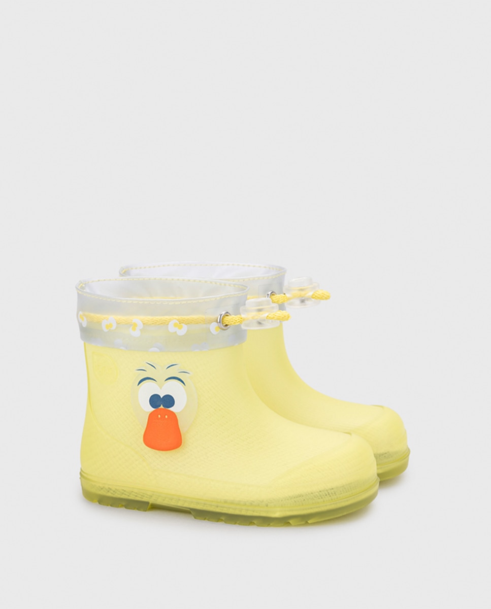Imagen 2 de Bota de agua de caña baja con detalle de pato en el lateral y en acabado mate, de concepto barefoot medium - Igor - Amarillo Amarillo