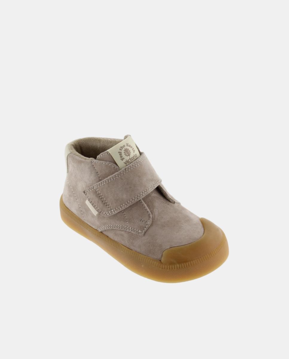 Botins Barefoot de Criança em Croute com Fecho Aderente e Sola Caramelo Victoria Taupe-2