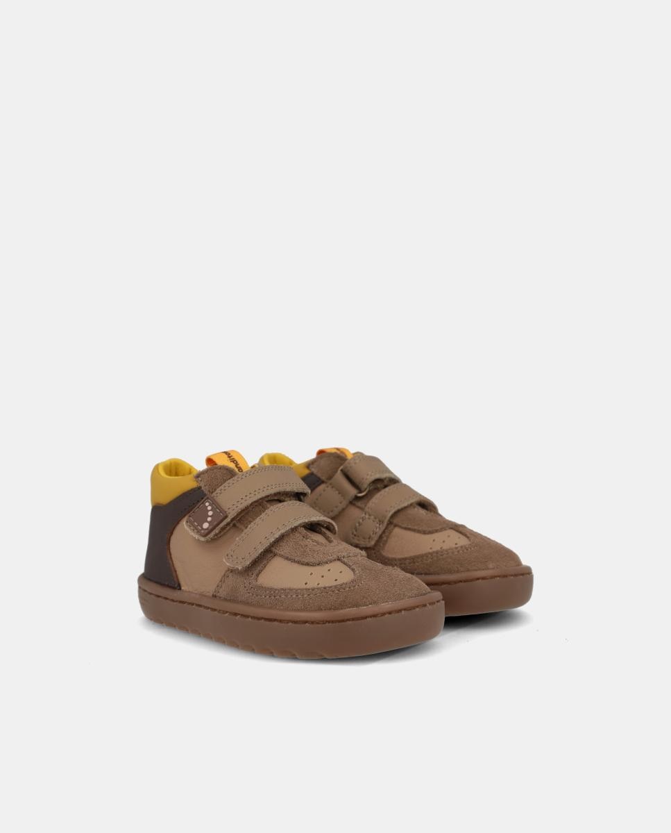 Botins barefoot fecho dos tiras velcro Castanho-2