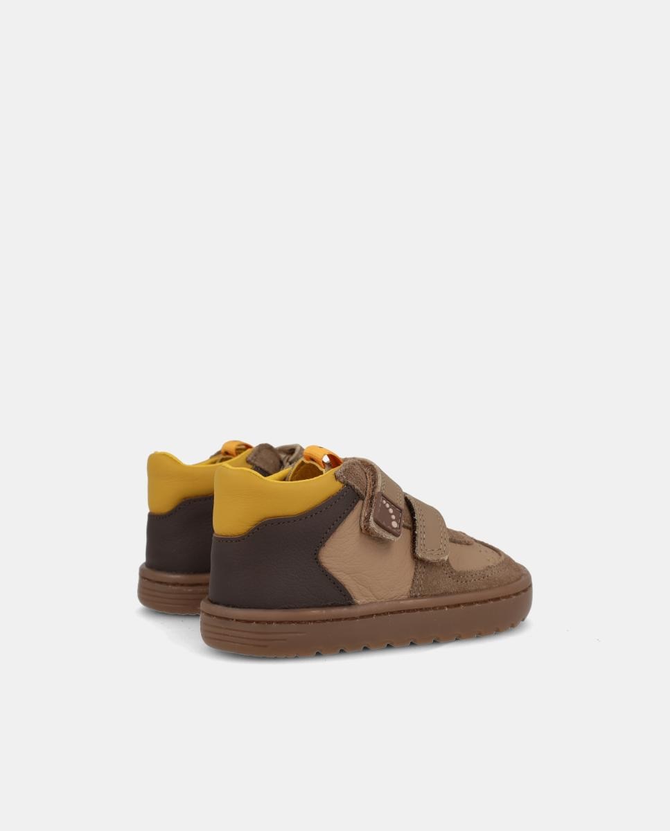 Botins barefoot fecho dos tiras velcro Castanho-3