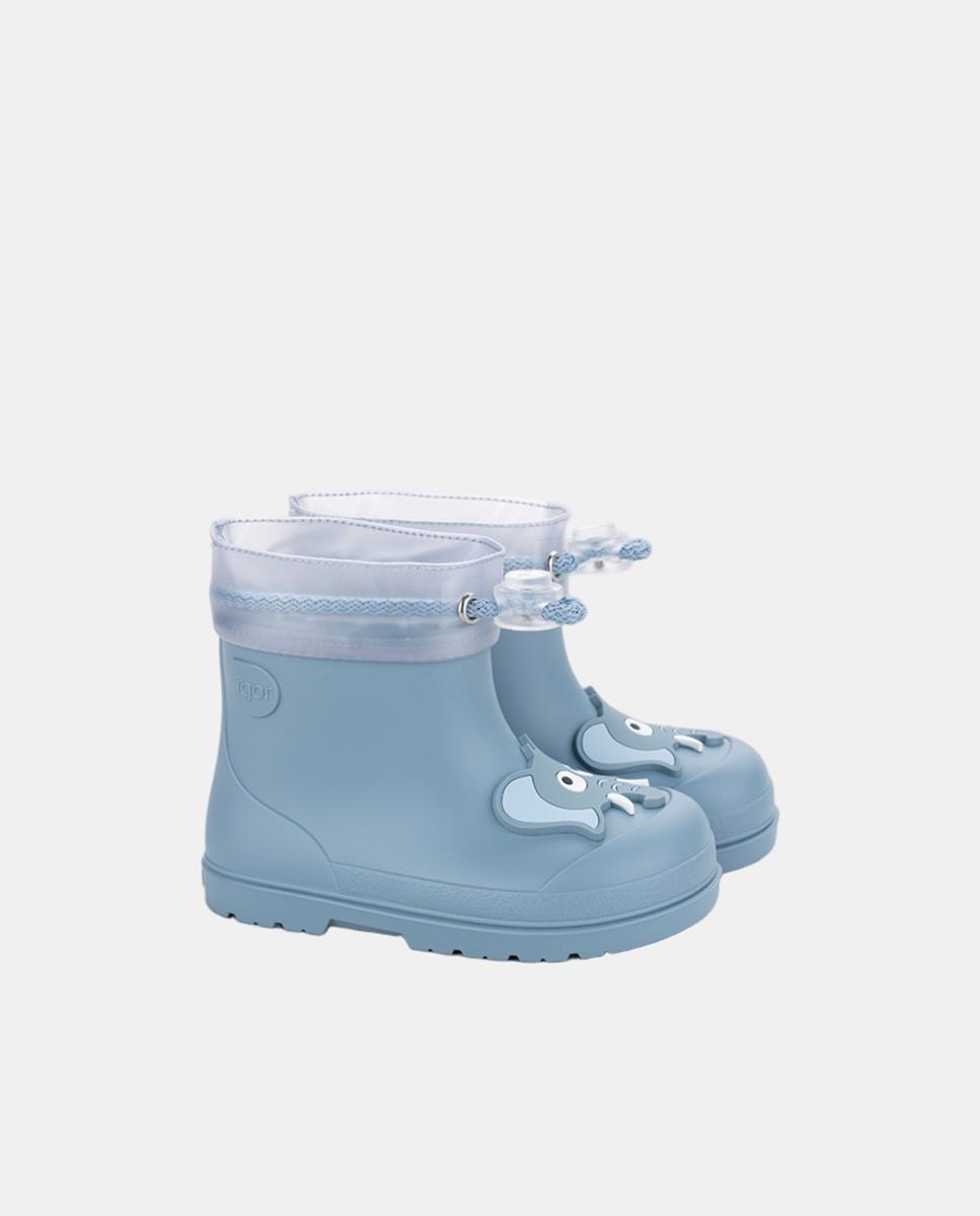 Bota de agua de caña baja diseñada en concepto barefoot, motivo ELEFANTE - Igor - Azul Cyan Azul Cyan-2