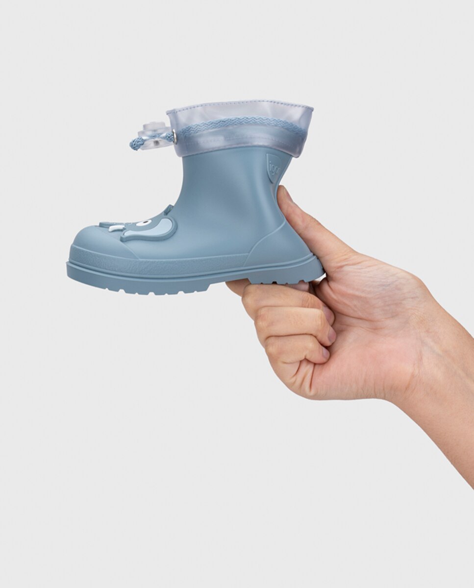 Bota de agua de caña baja diseñada en concepto barefoot, motivo ELEFANTE - Igor - Azul Cyan Azul Cyan-3