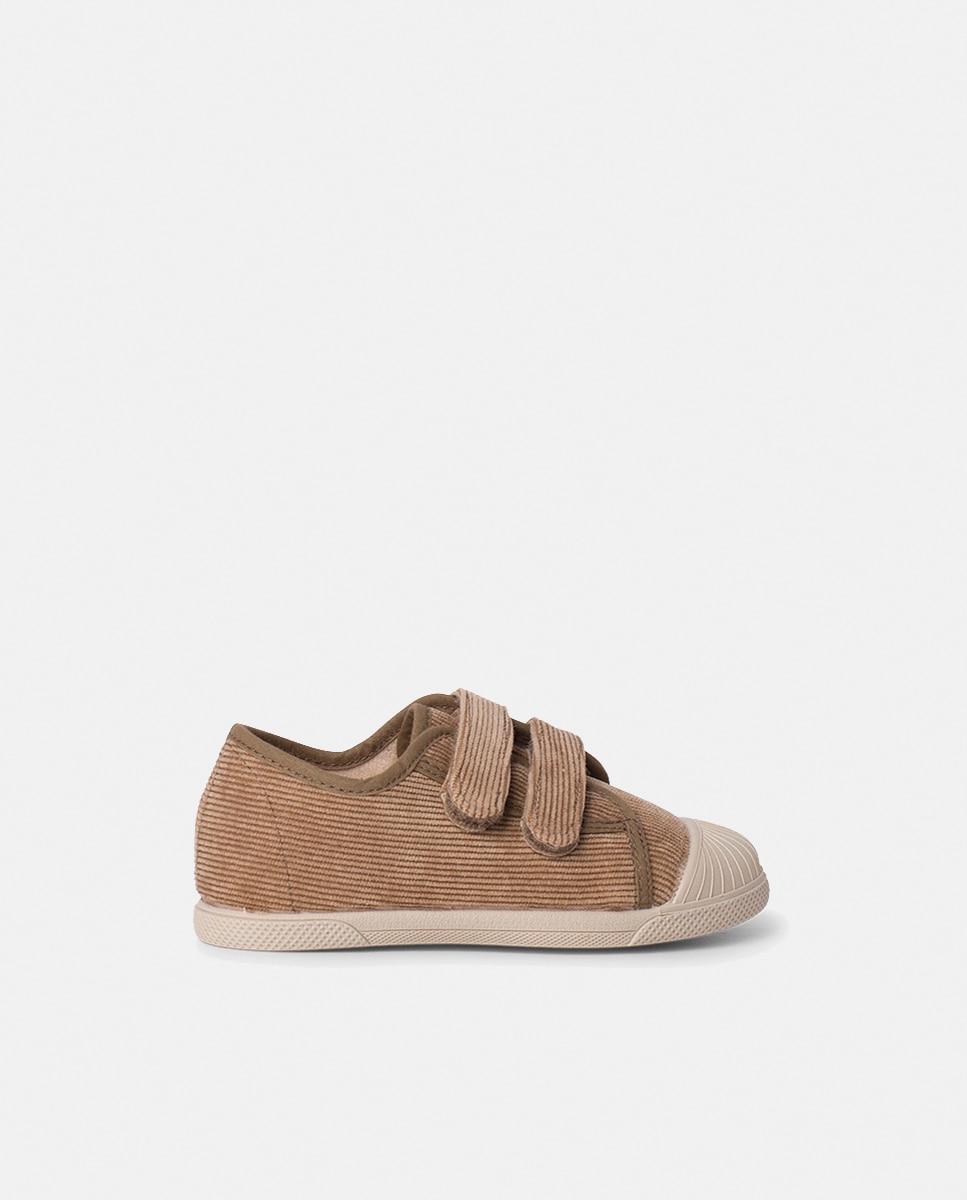 Sapatilhas de Lona de Bebé com Fecho Duplo - Cinzento Taupe-1