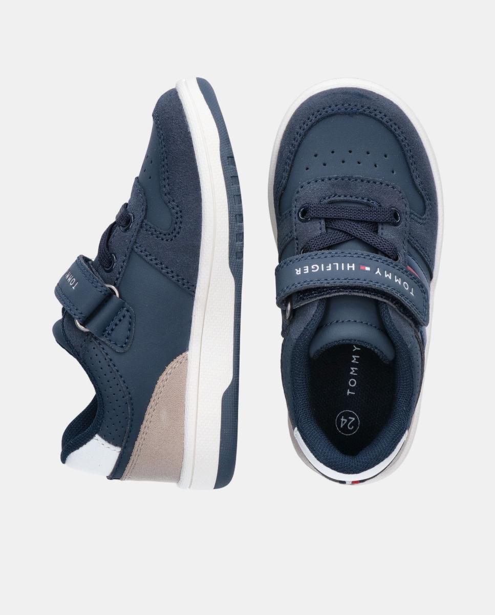 Sapatilhas de Bebé Tipo Basquetebol com Fecho Aderente Misto Azul-escuro-3