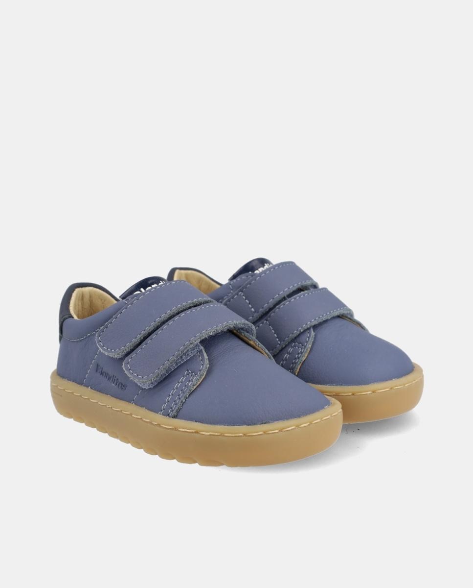 Sapatilhas de Bebé Barefoot com Dois Velcros Blanditos Azul-2