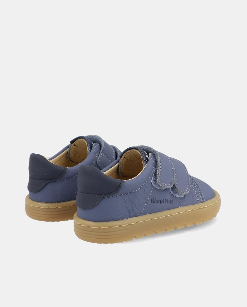 Sapatilhas de Bebé Barefoot com Dois Velcros Blanditos Azul-3