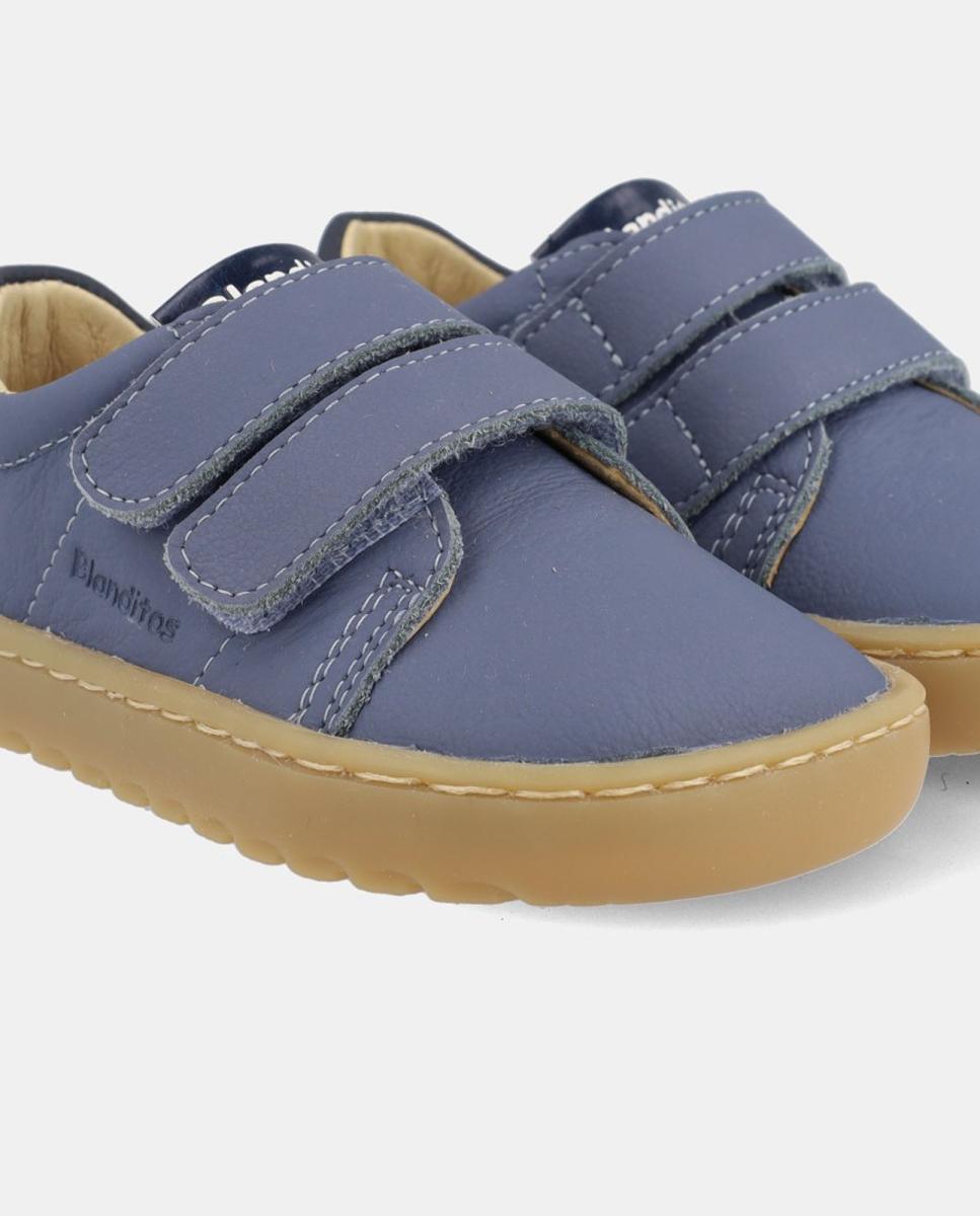 Sapatilhas de Bebé Barefoot com Dois Velcros Blanditos Azul-4