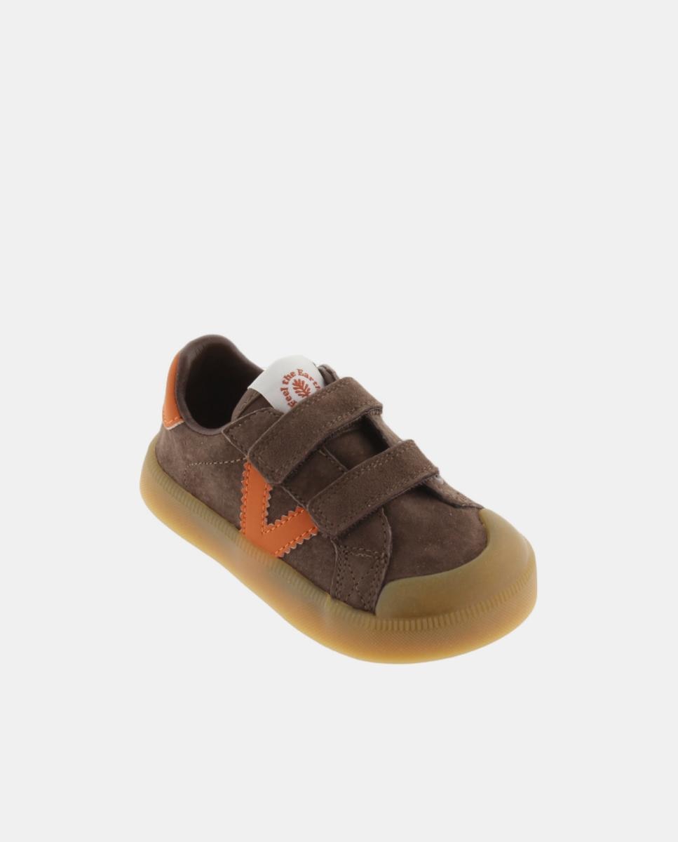 Sapatilhas Desportivas Barefoot de Criança em Croute com Tiras Aderentes e Sola Caramelo Victoria Castanho-2