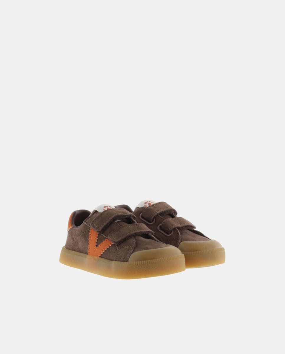 Sapatilhas Desportivas Barefoot de Criança em Croute com Tiras Aderentes e Sola Caramelo Victoria Castanho-5