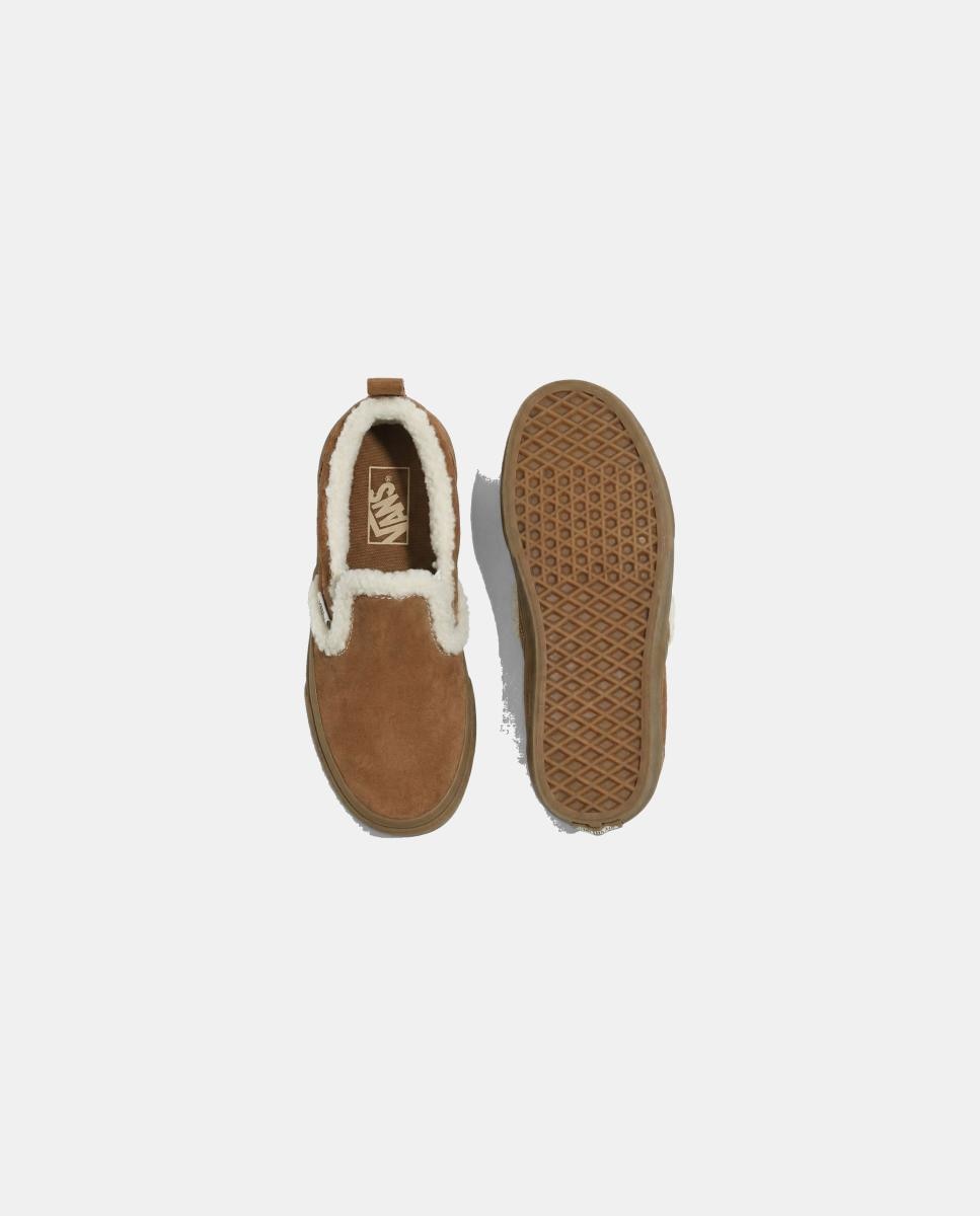 Sapatilhas casual s Slip-On V de Vans com velcro. Castanho caramelo-3