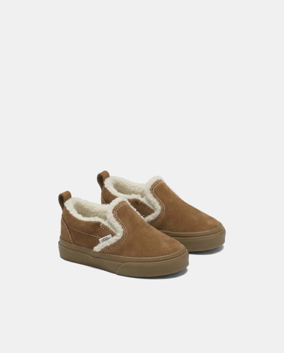 Sapatilhas casual s Slip-On V de Vans com velcro. Castanho caramelo-4