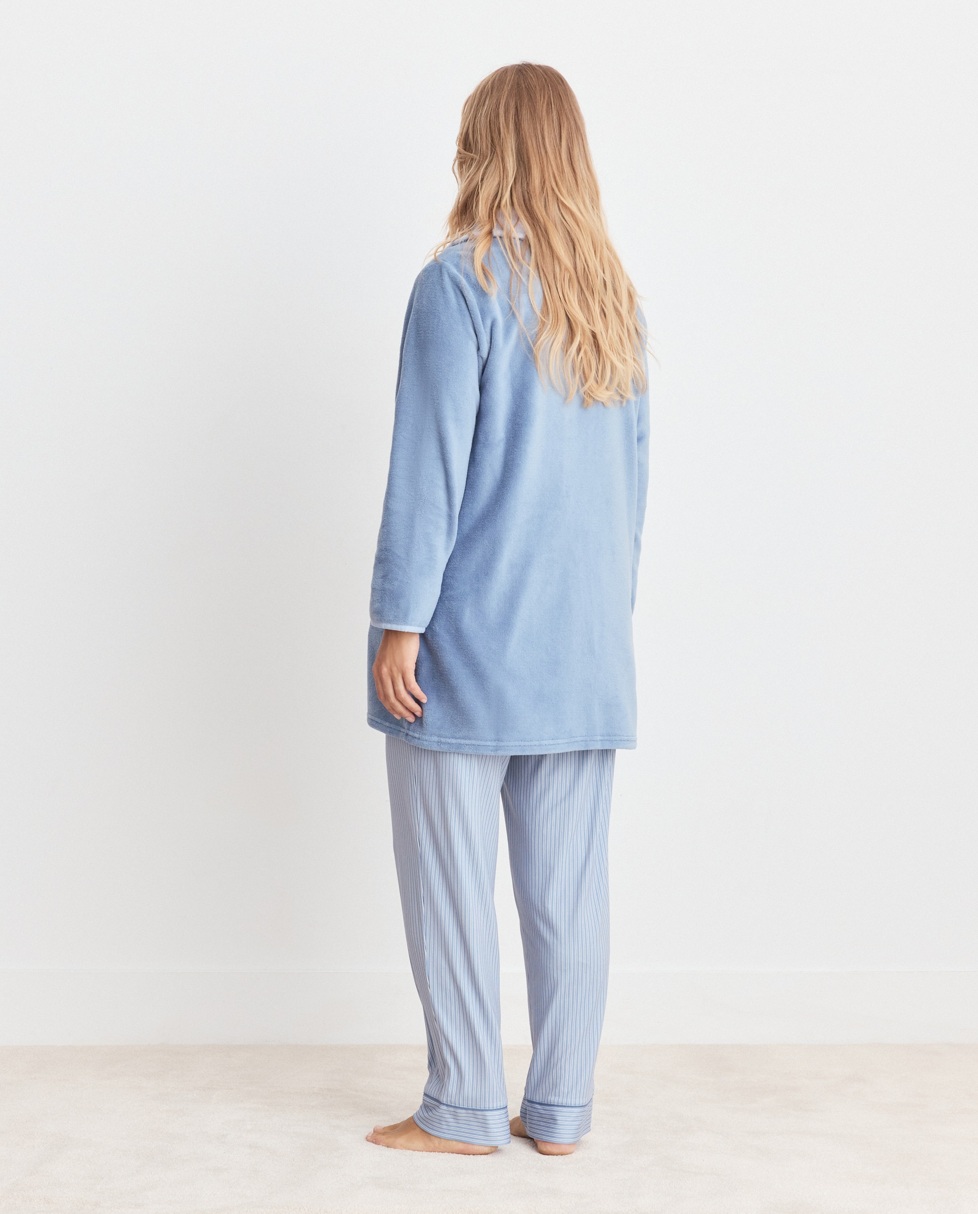 Robe com Fecho de Correr e Gola em Contraste 471 Índigo-3