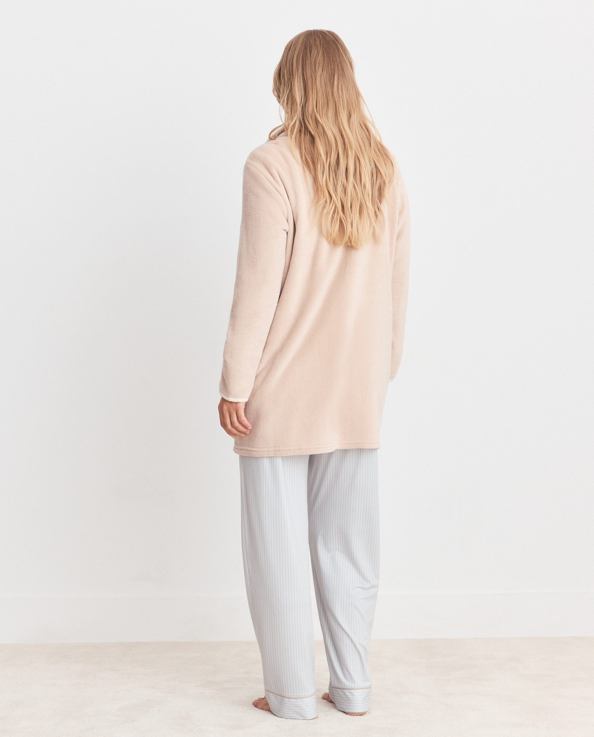 Robe com Fecho de Correr e Gola em Contraste Torrado-3