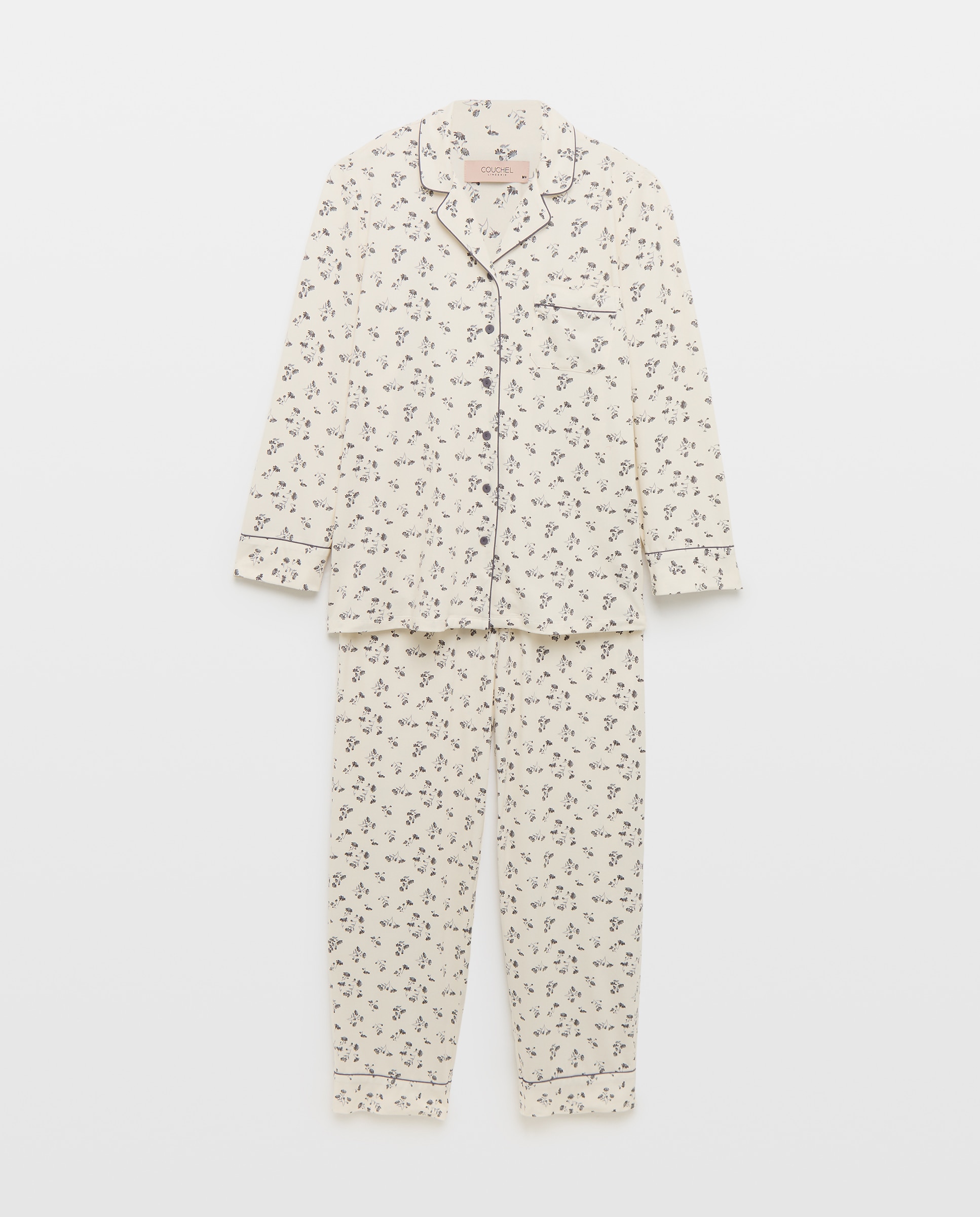 Pijama Camiseiro com Estampado Floral Branco-4