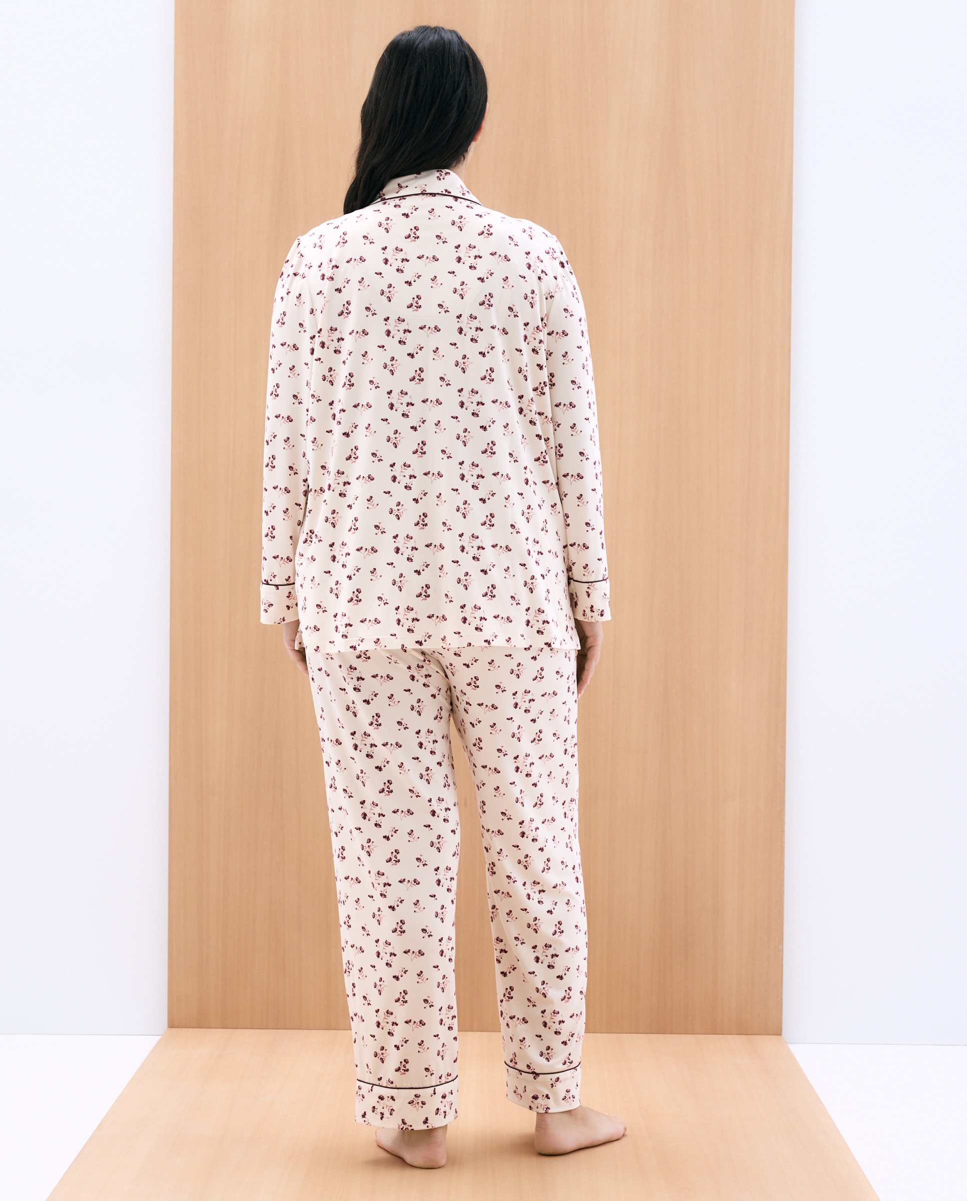 Pijama Camiseiro com Estampado Floral Rosa-3