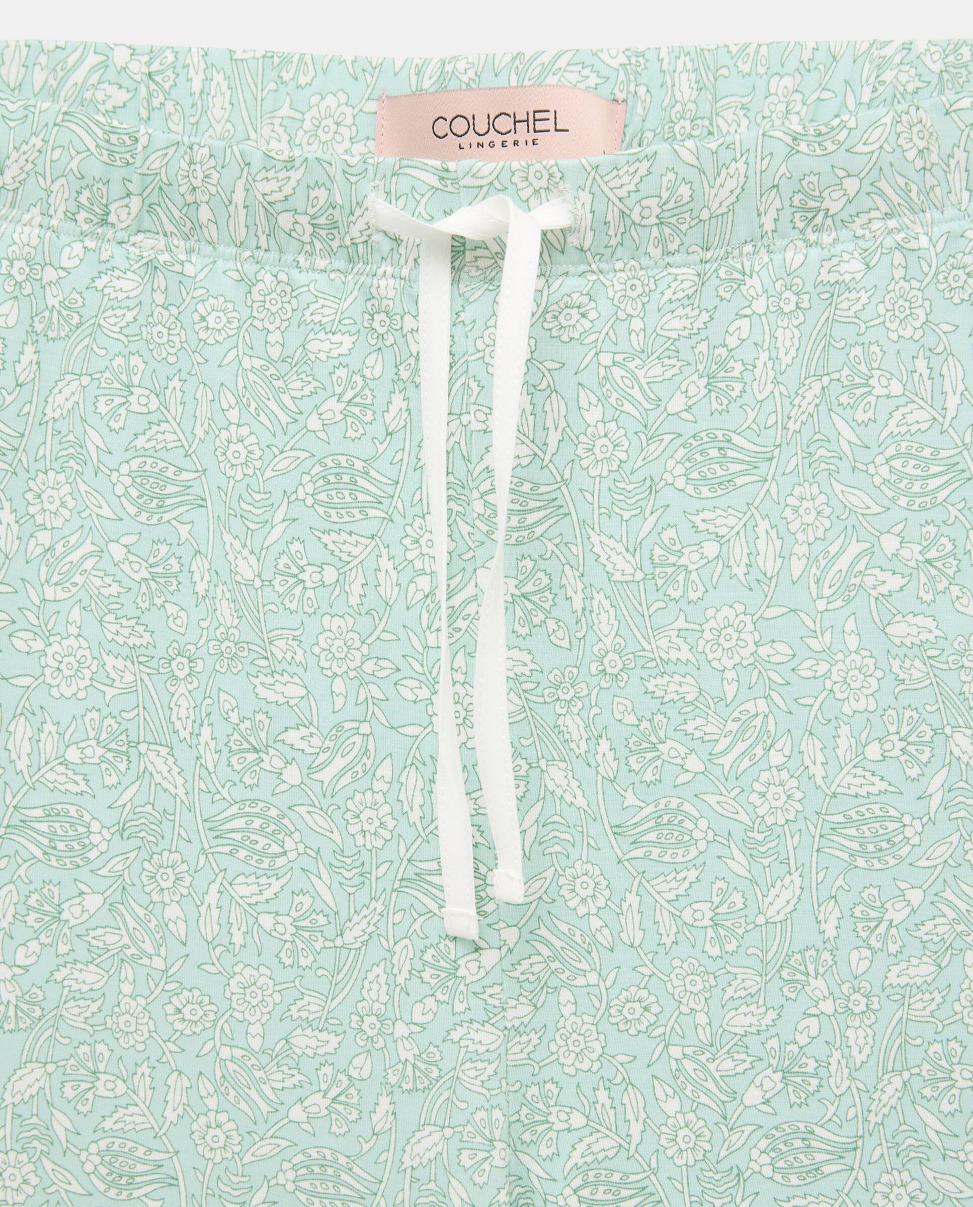 Pijama de mujer corto con estampado floral - Couchel - Verde Verde-5