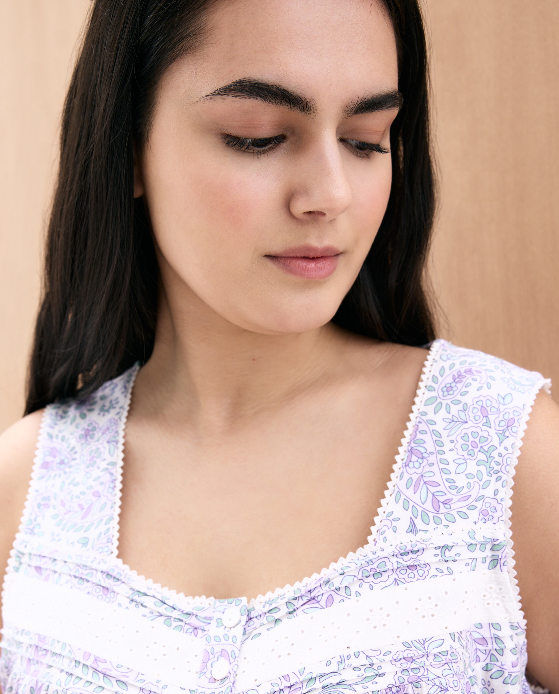 Pijama Curto de Alças com Estampado Roxo-2