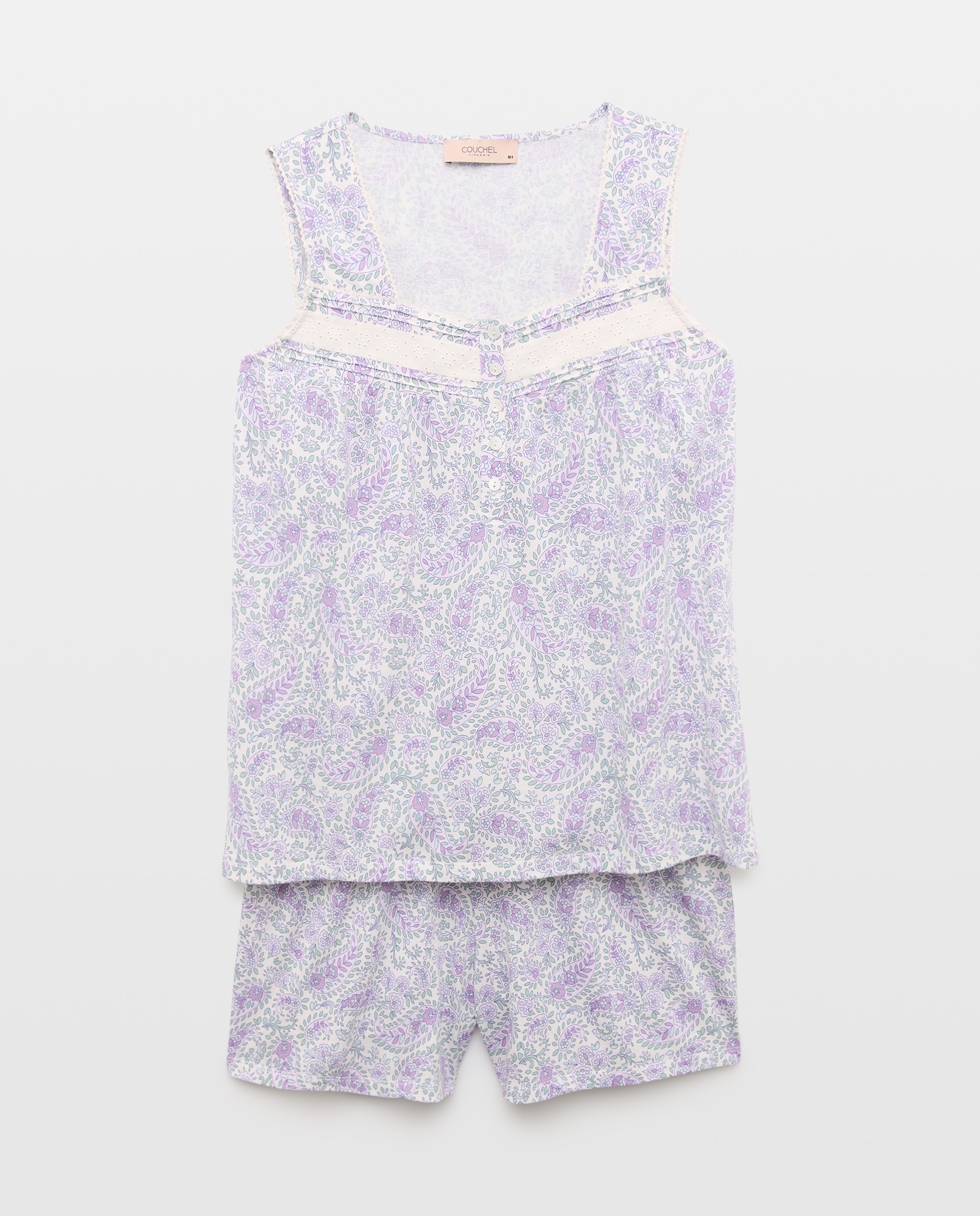 Pijama Curto de Alças com Estampado Roxo-5