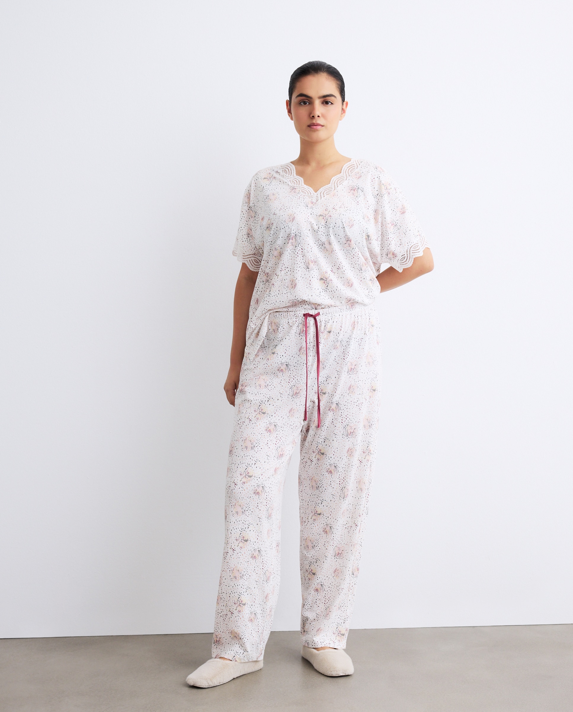 Pijama de Estampado Floral com Manga Curta Multicolor-2