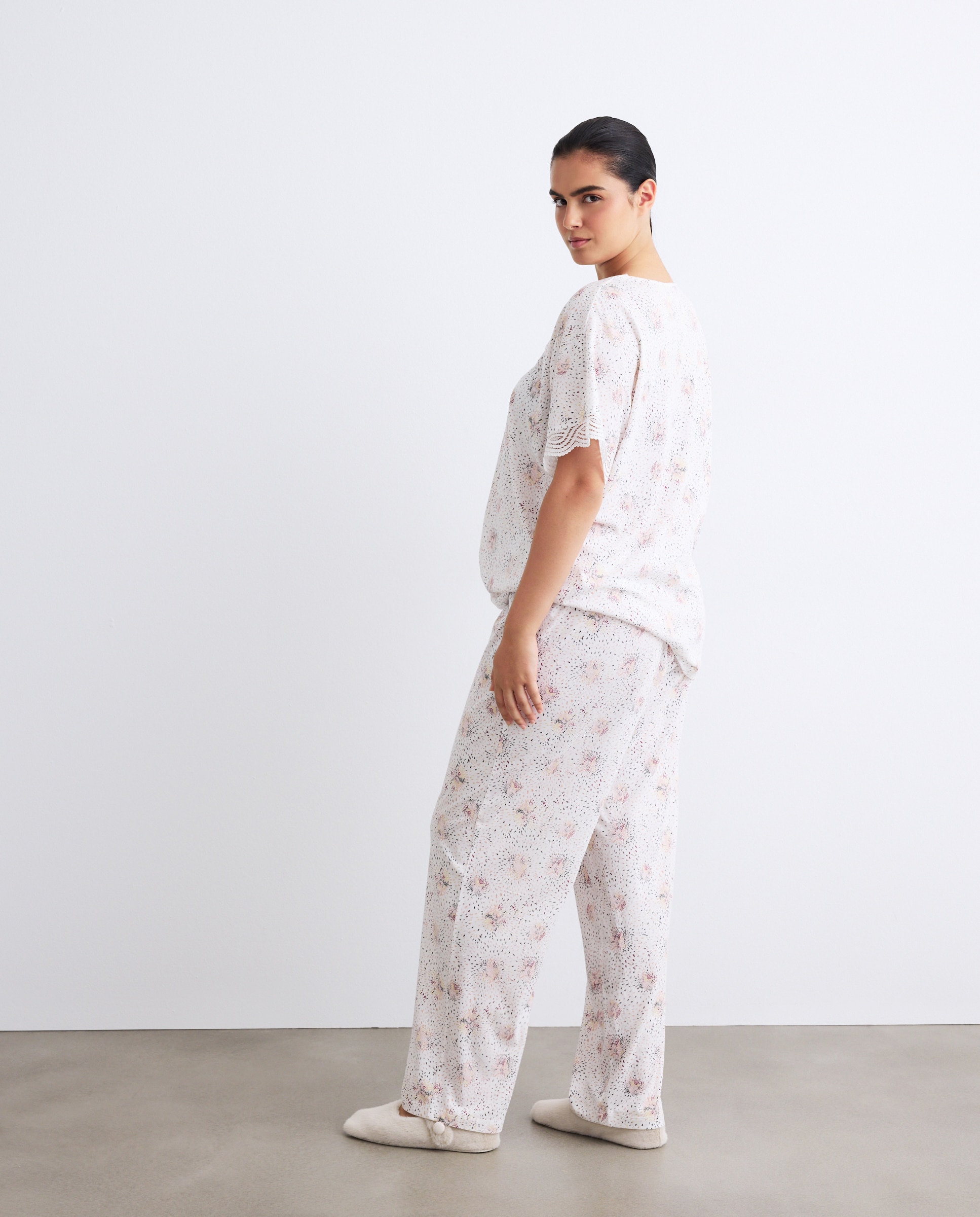 Pijama de Estampado Floral com Manga Curta Multicolor-3