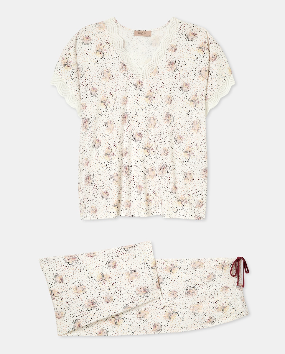 Pijama de Estampado Floral com Manga Curta Multicolor-4