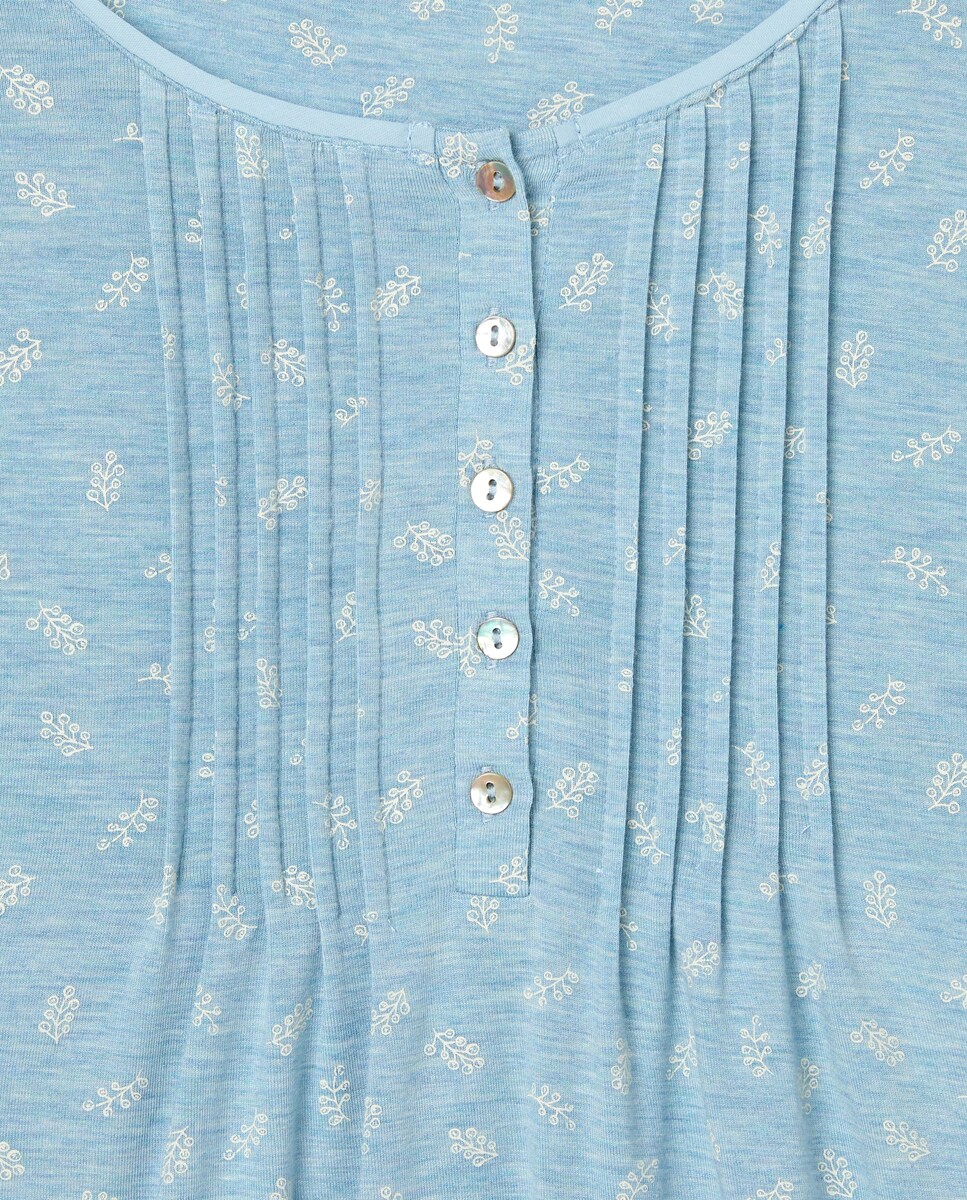 Pijama com Detalhes de Botões no Decote Azul-5