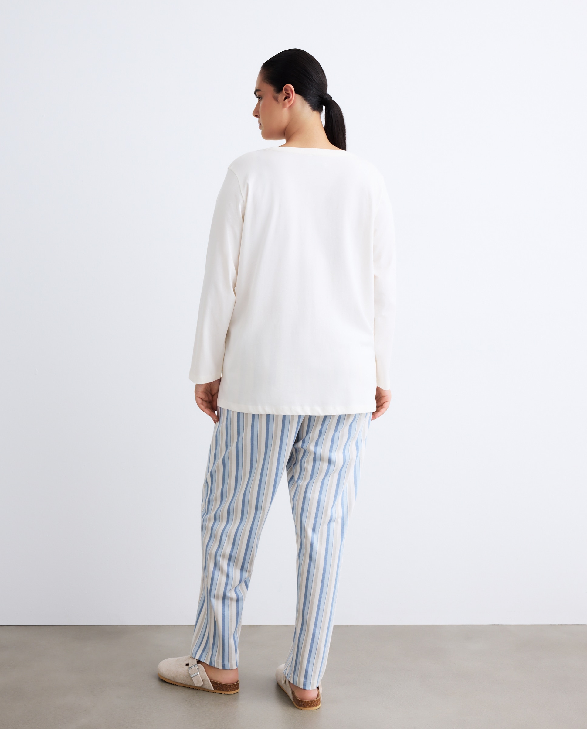 Pijama com Calças às Riscas Azul-3