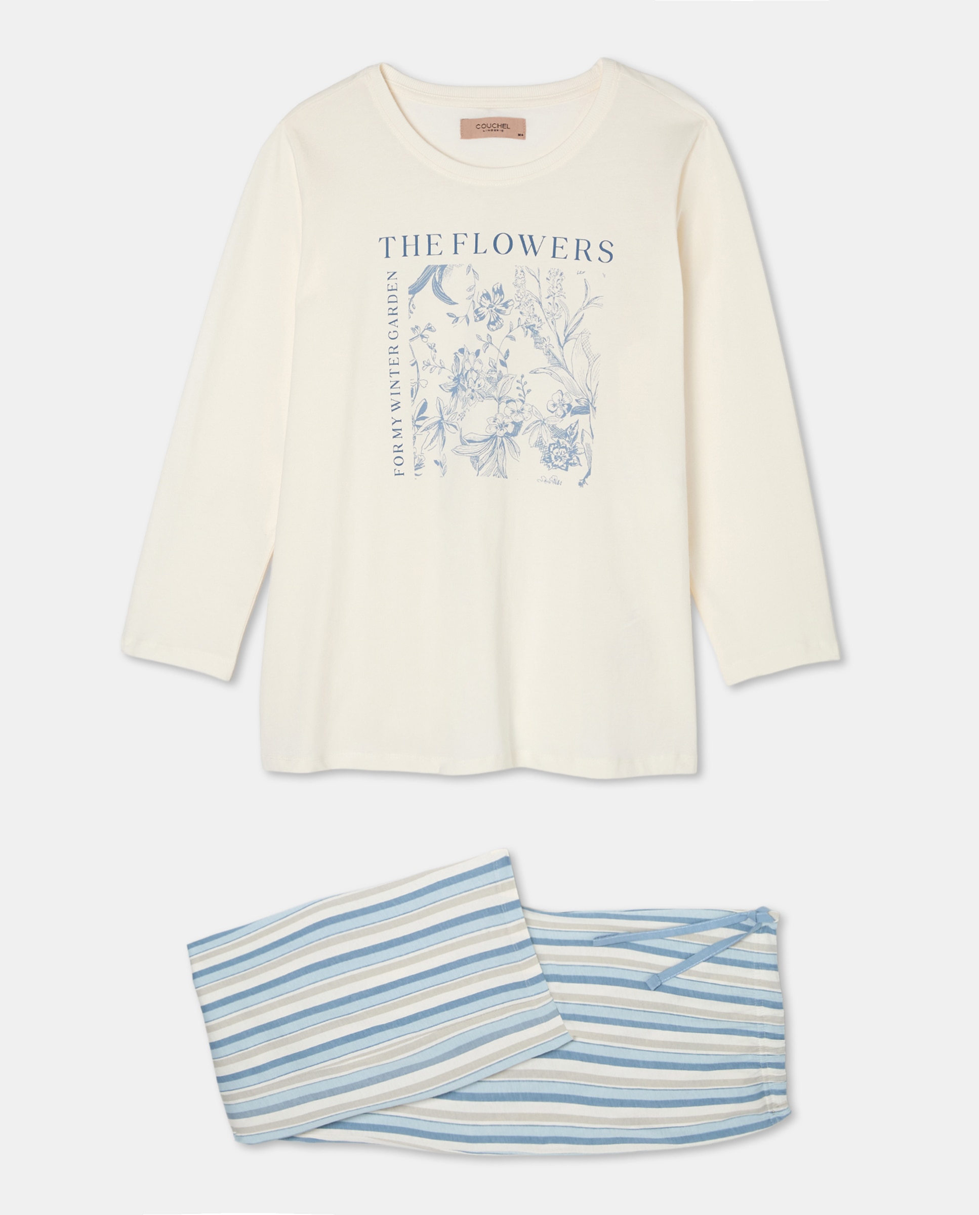 Pijama com Calças às Riscas Azul-4