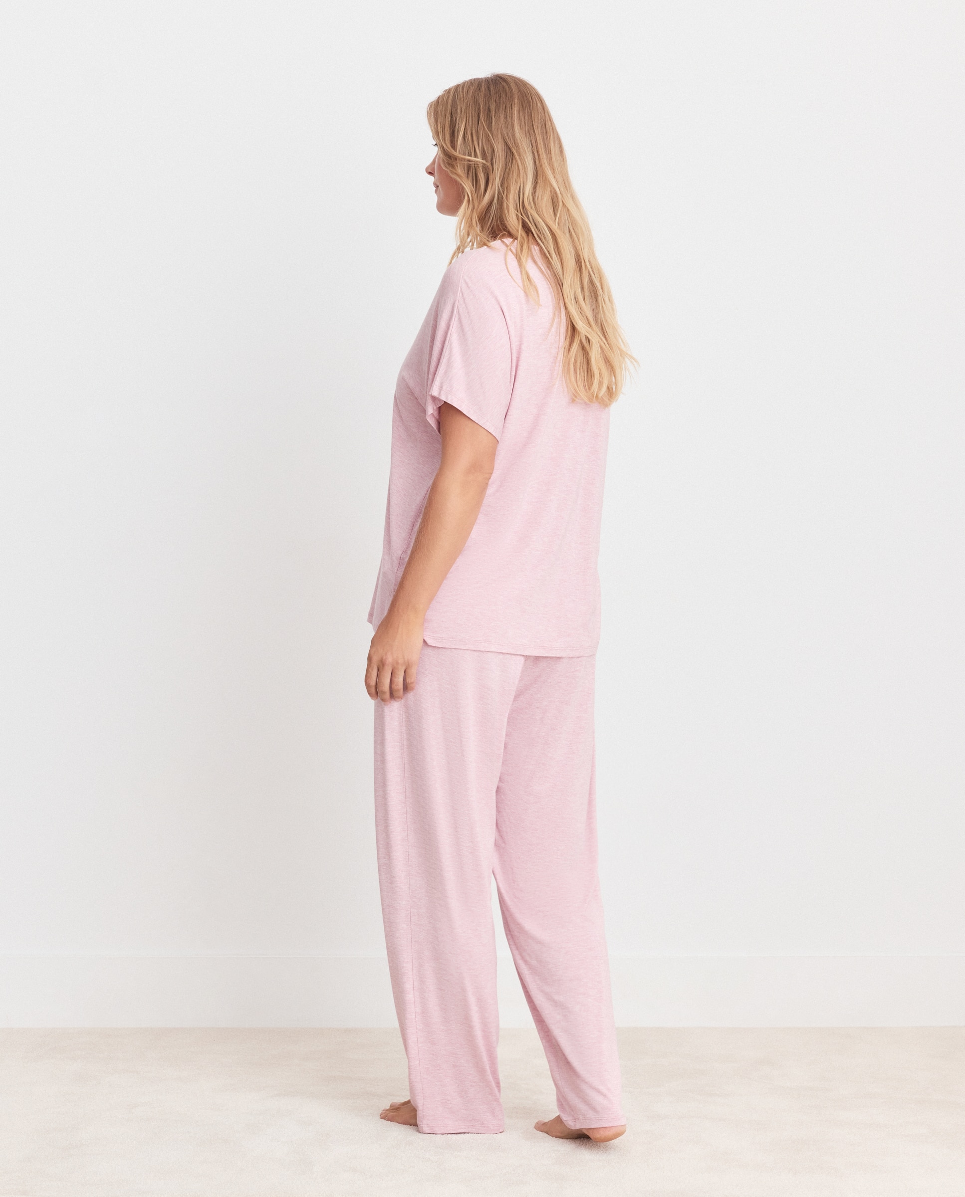 Pijama com Detalhe na Gola 200 Rosa-3