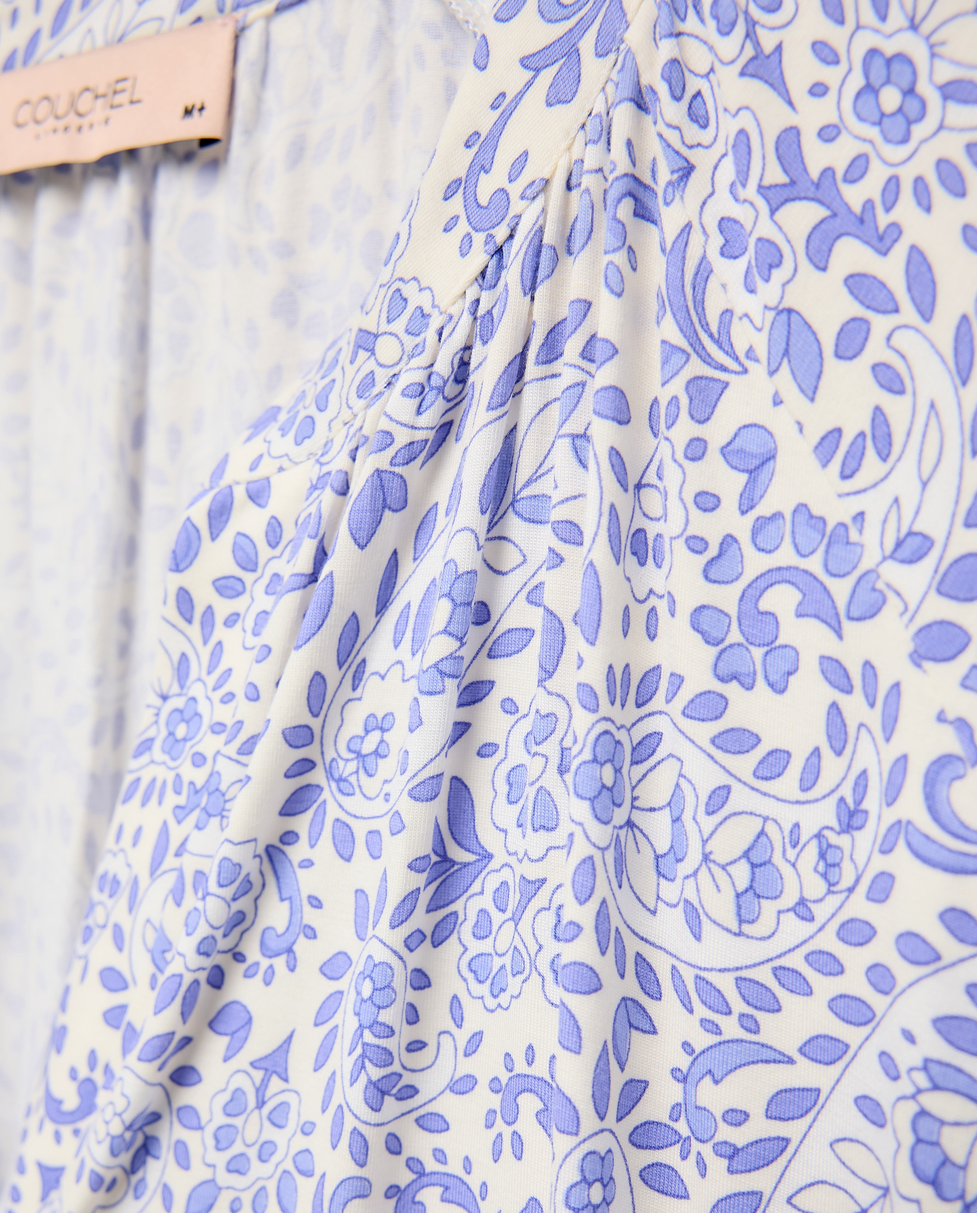 Camisa de Dormir Curta Estampada com Manga 3/4 Azul-5