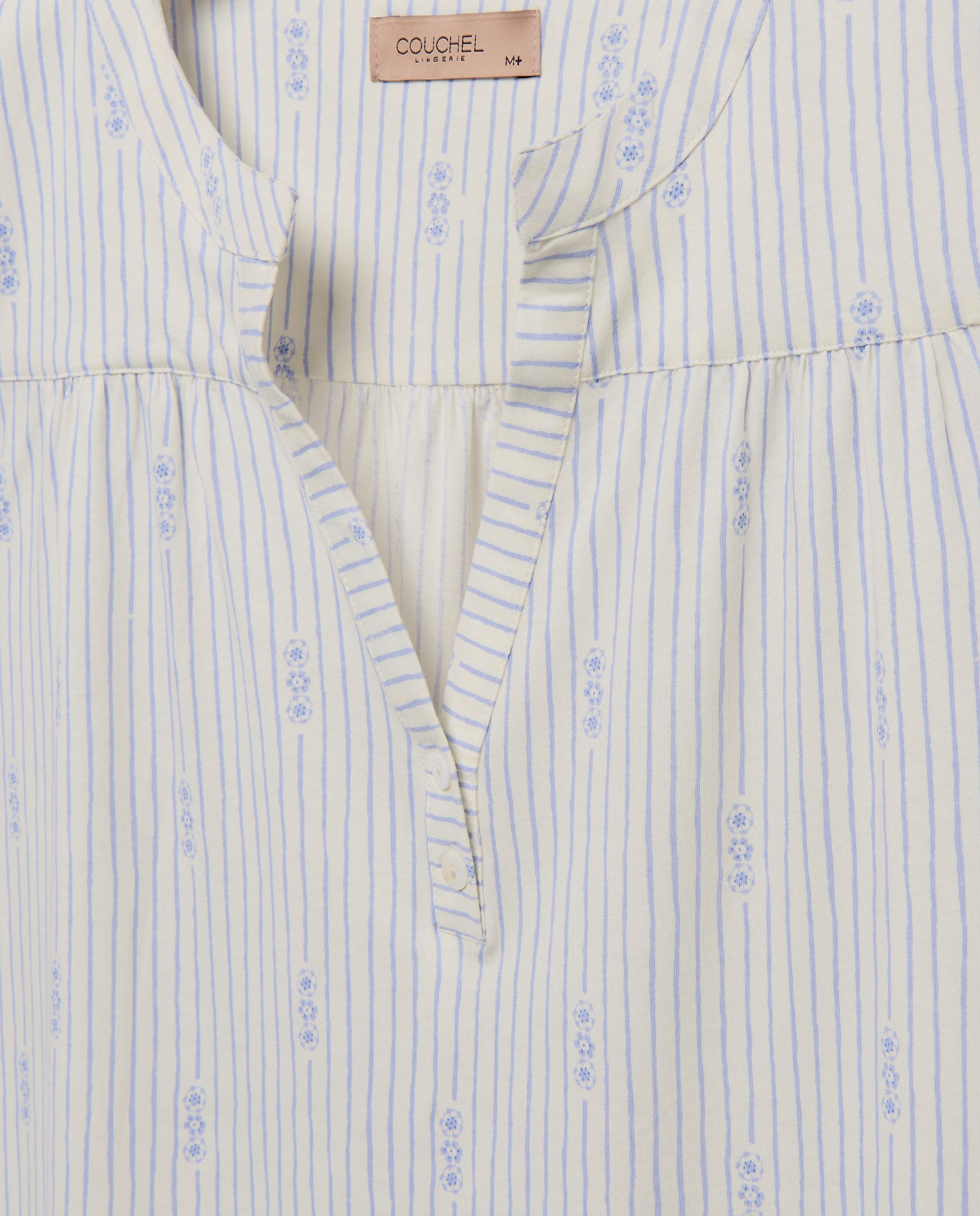 Camisa de Dormir Curta sem Mangas Azul-5