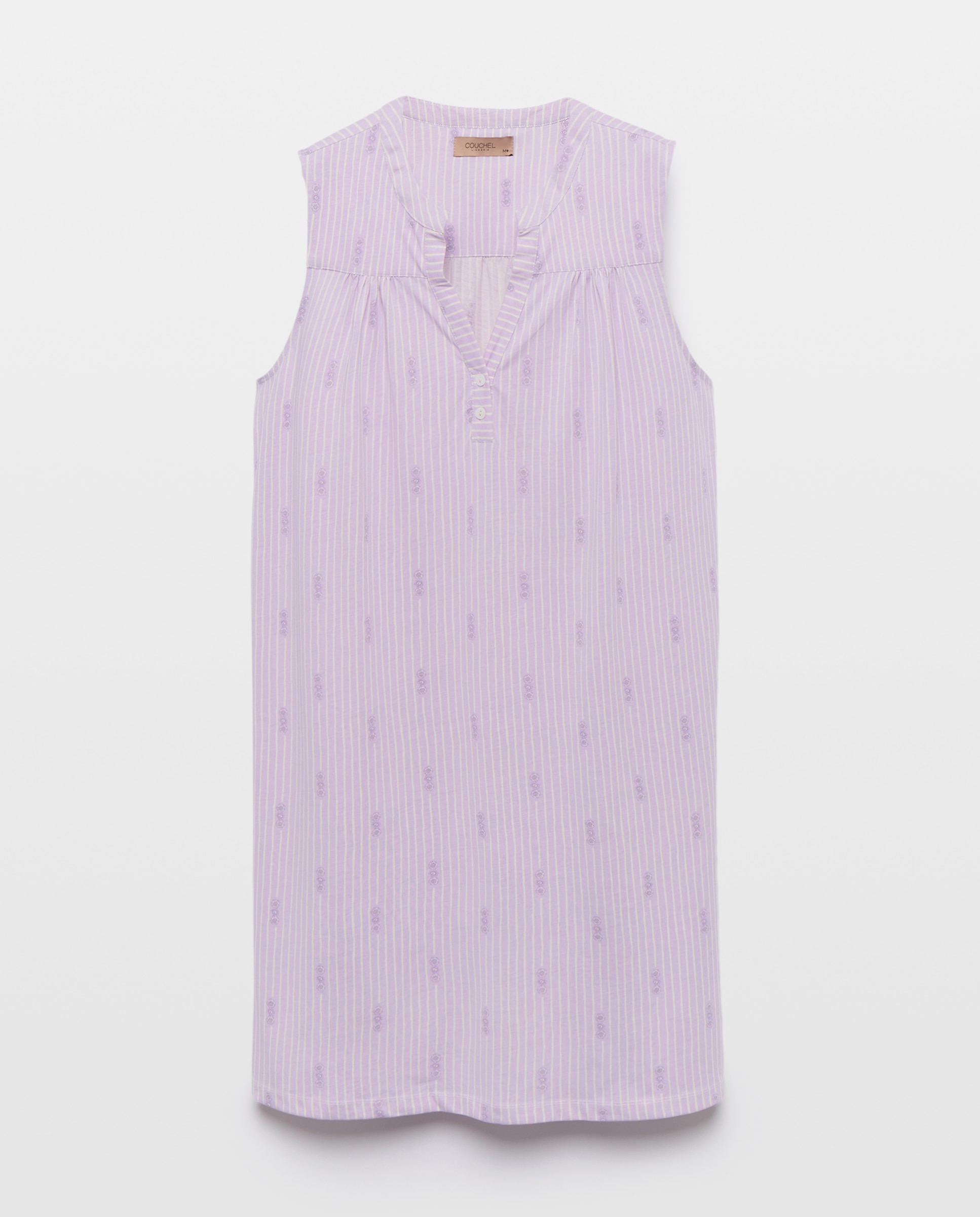 Camisa de Dormir Curta sem Mangas Roxo-4