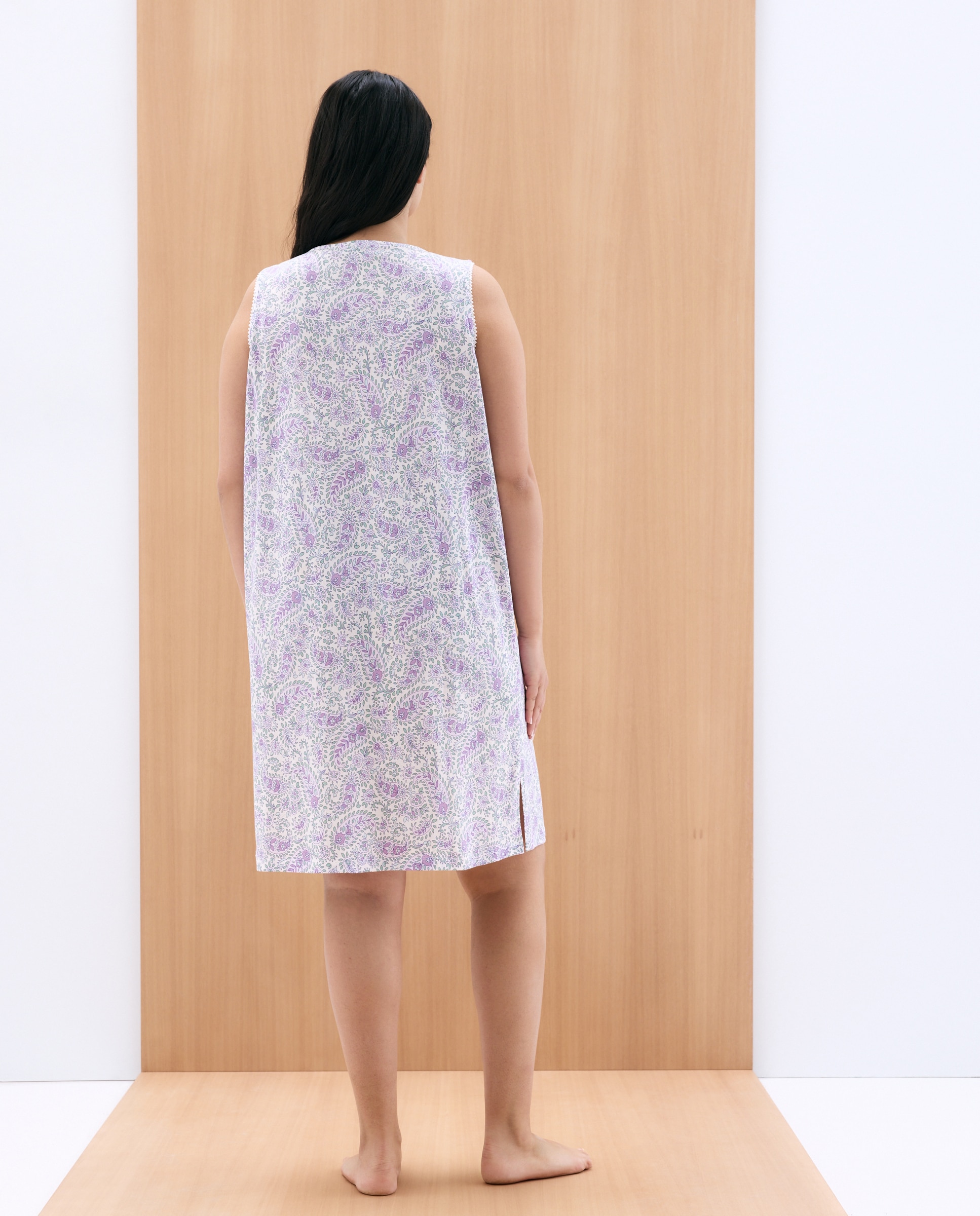 Camisa de Dormir de Alças com Estampado Roxo-2