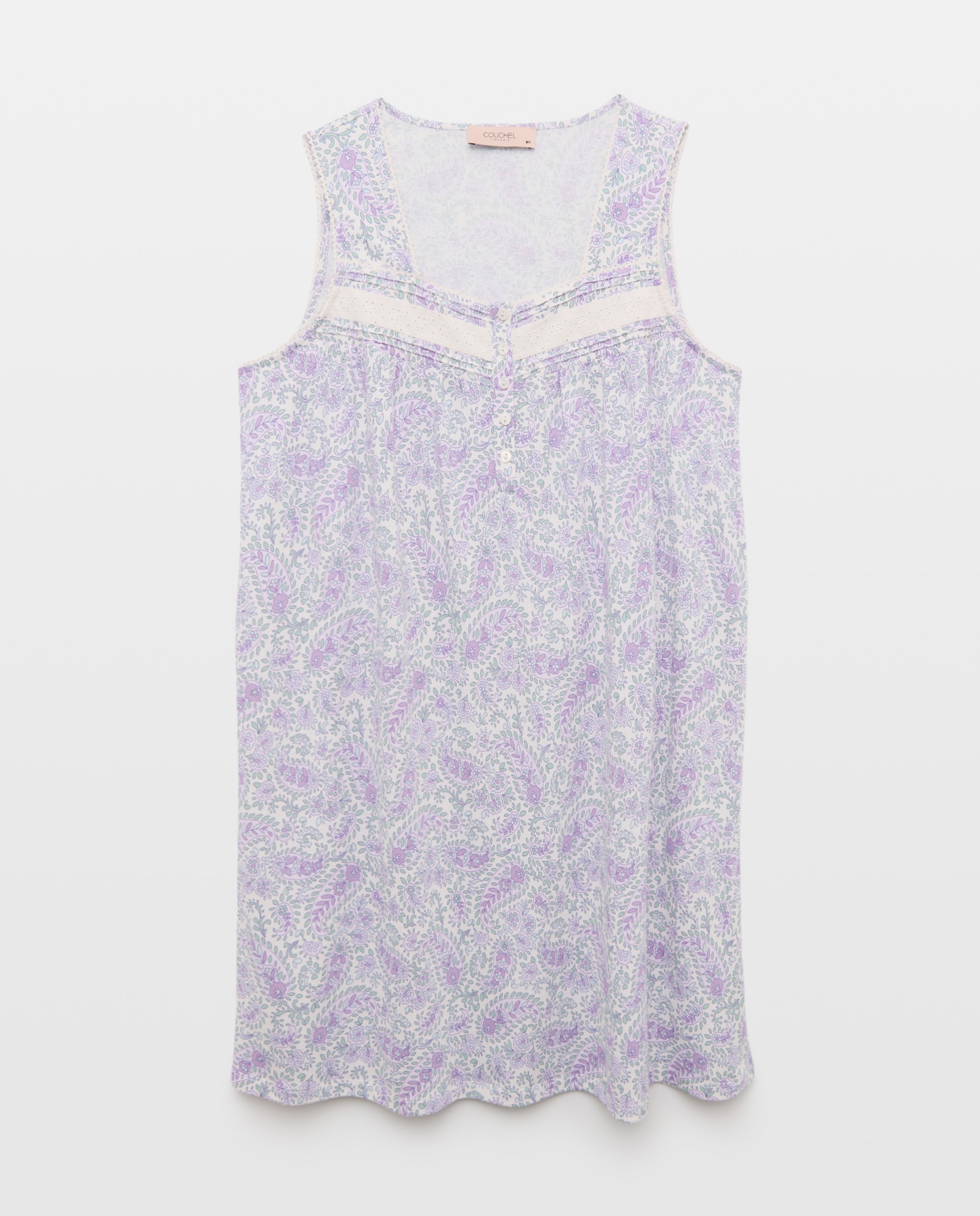 Camisa de Dormir de Alças com Estampado Roxo-3