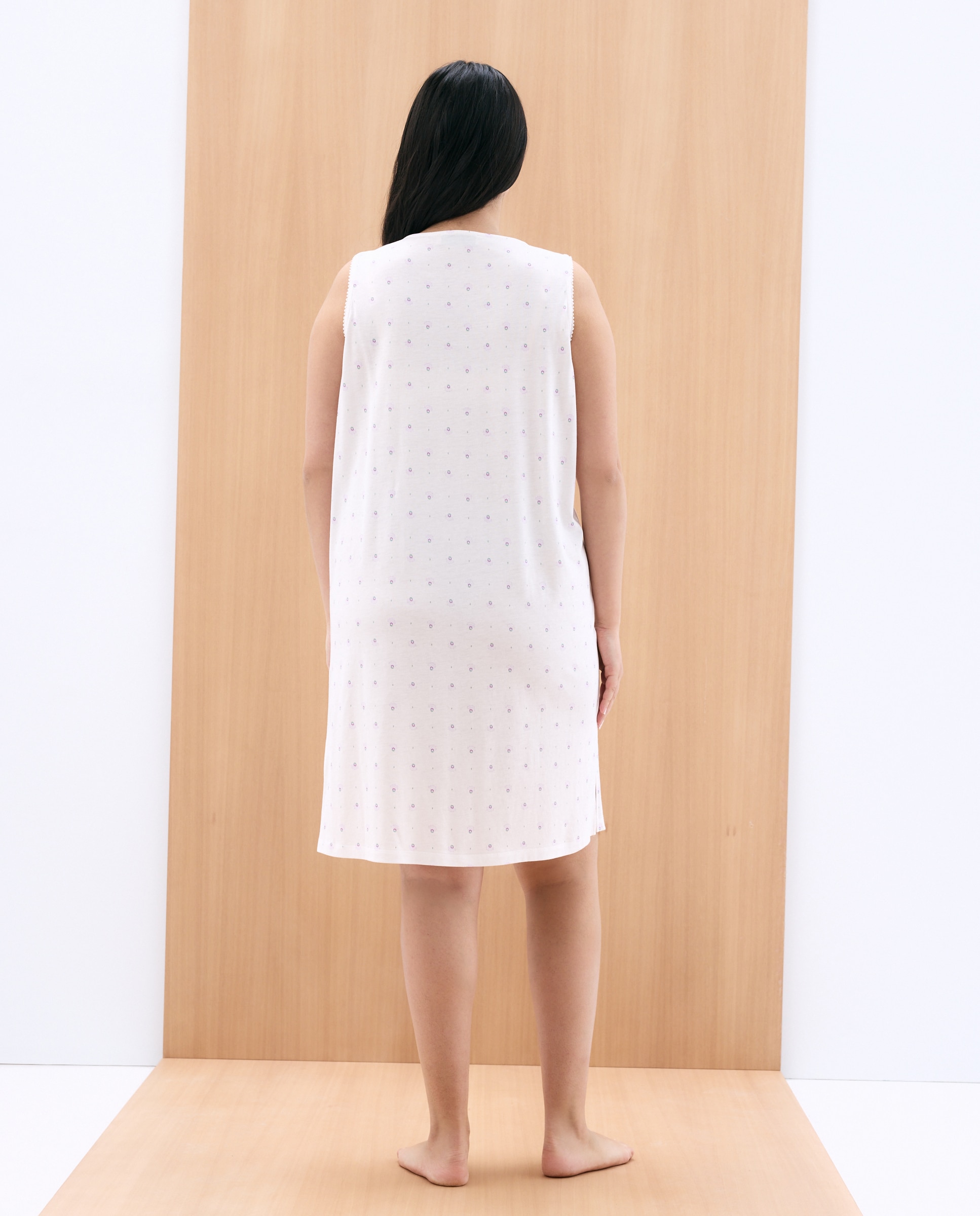 Camisa de Dormir Estampada com Alças Branco-3
