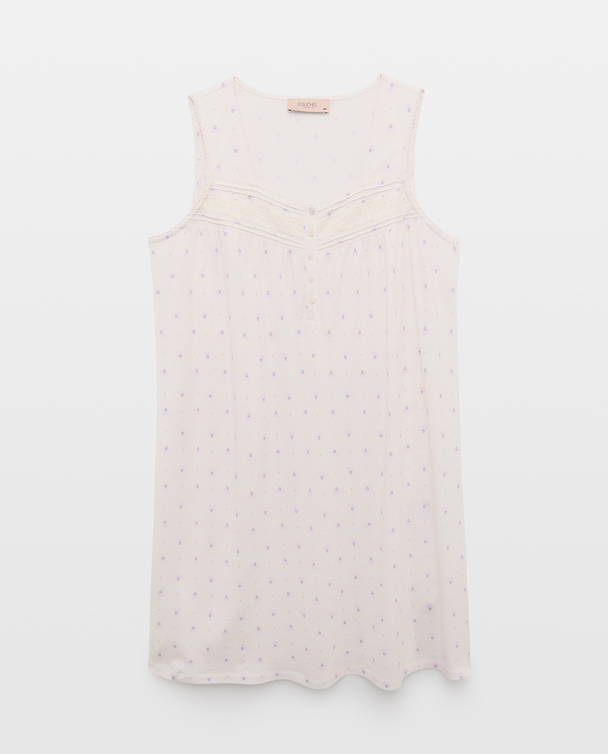 Camisa de Dormir Estampada com Alças Branco-4